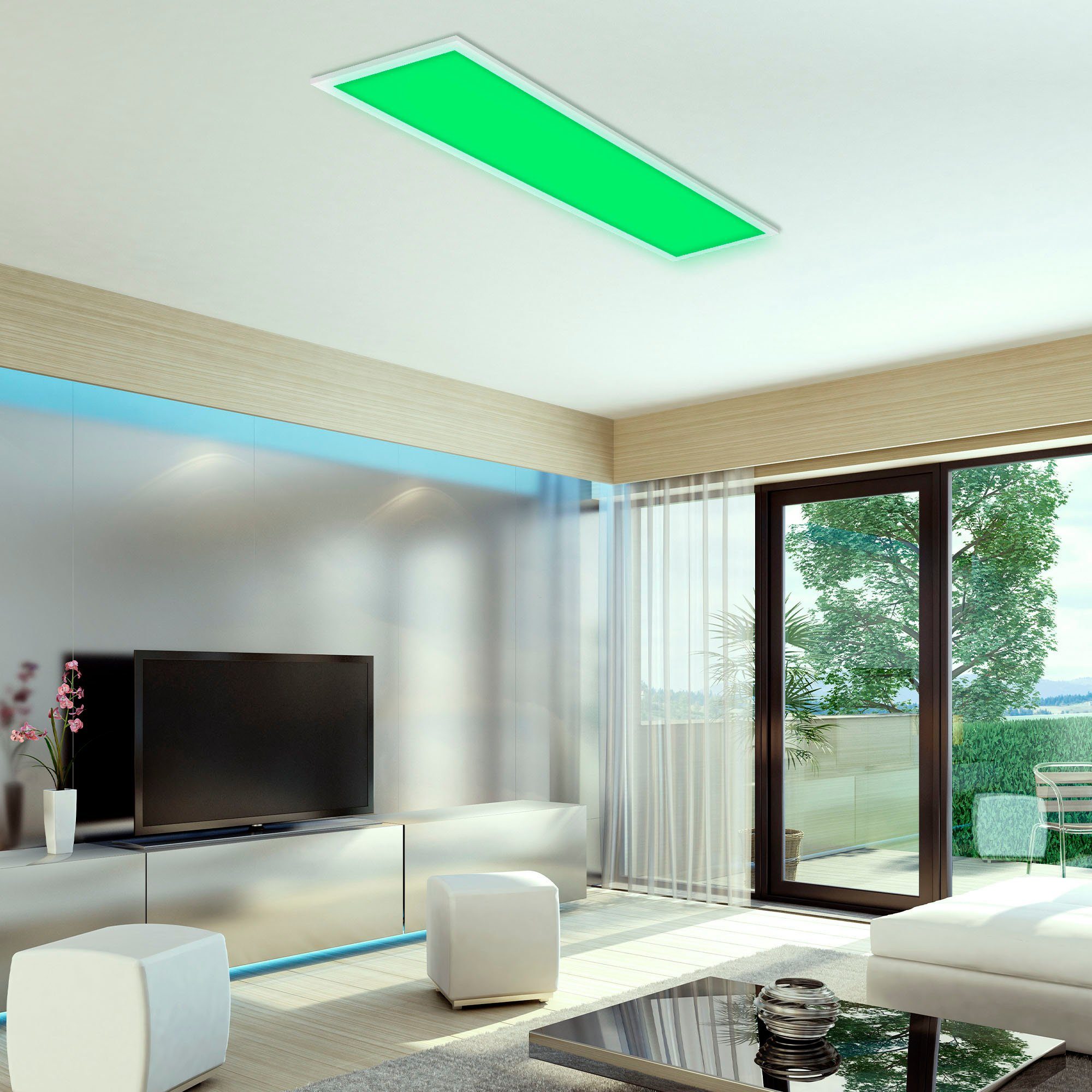 Briloner Leuchten Plafondlamp LINK COLOUR Slimme plafondlamp, 100x25x6,5 cm, wit, 22W, woonkamer, slaapkamer (1 stuk)