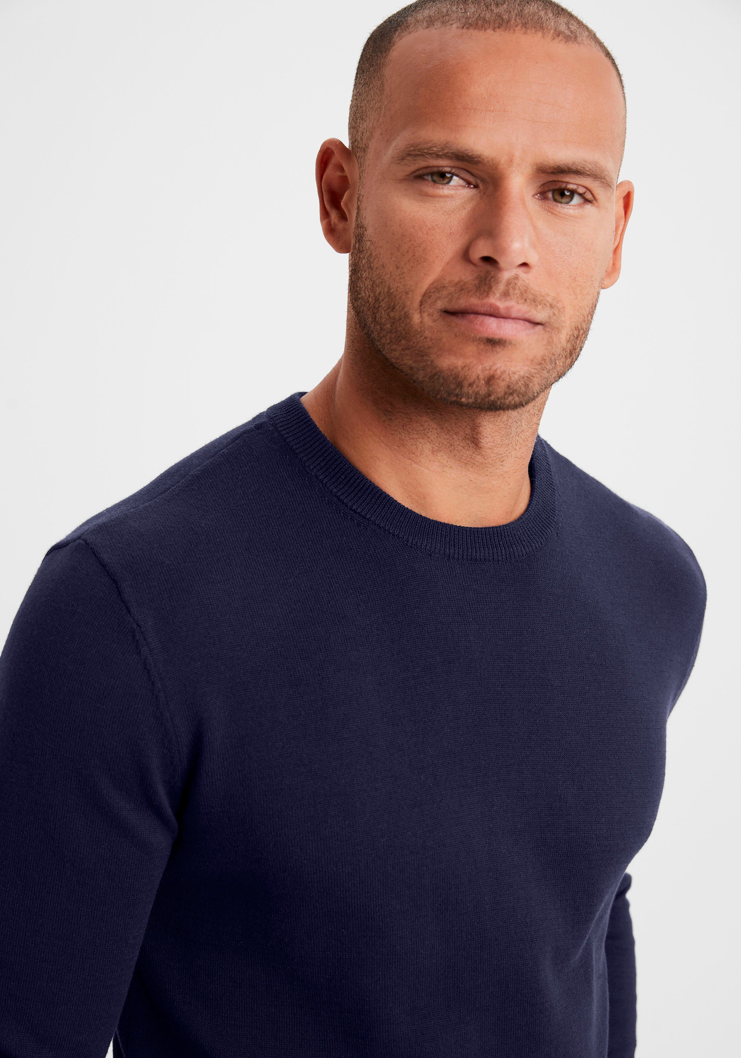 H.I.S Gebreide trui Regular fit, lange mouwen, pullover van fijn breiwerk, katoenmix