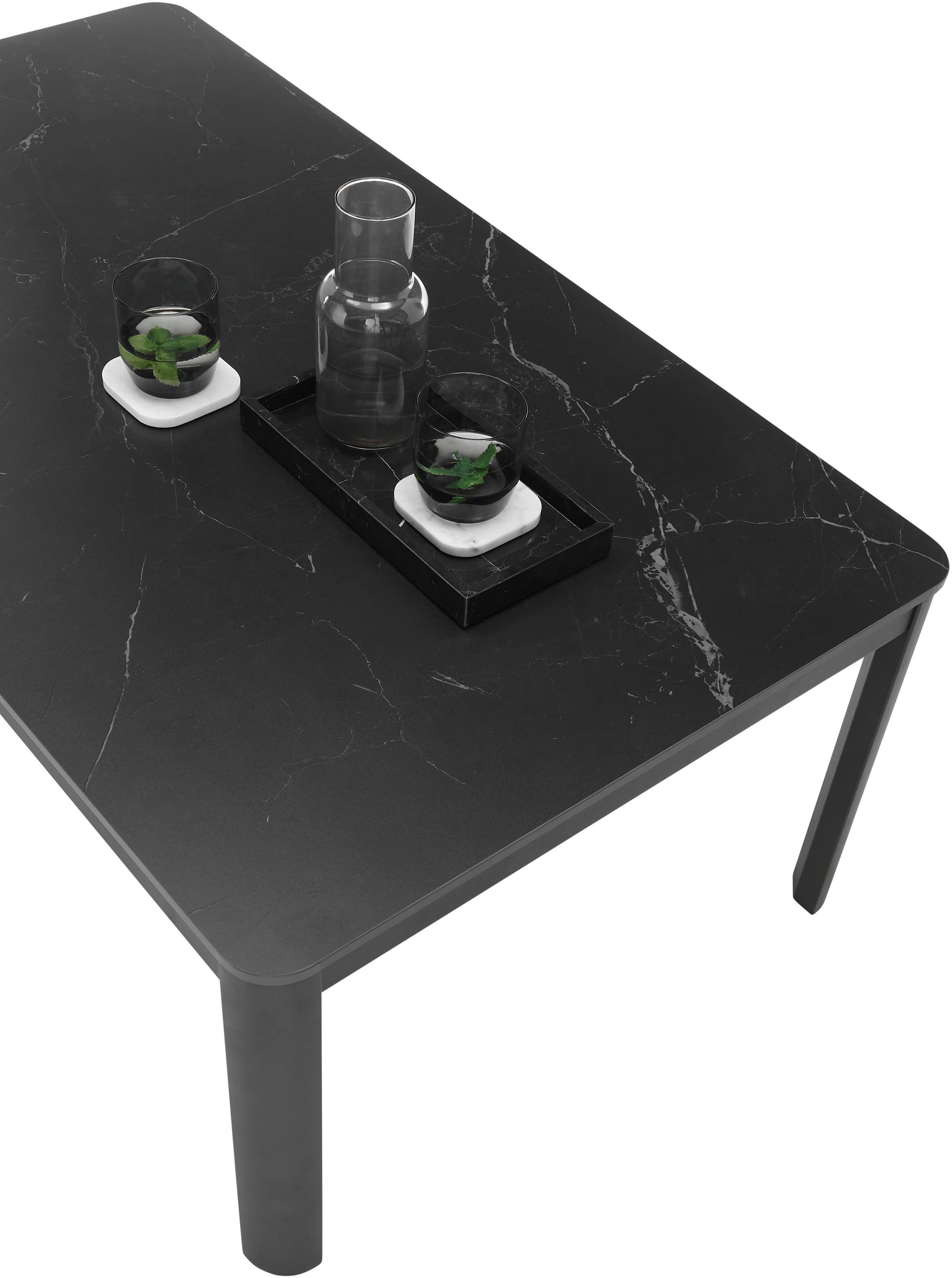 Stolkom Salontafel Lenni salontafel keramiek, zwart gemarmerd BxHxD 120x45x70 cm Keramische oppervlakte zwart gemarmerd, metalen frame mat zwart