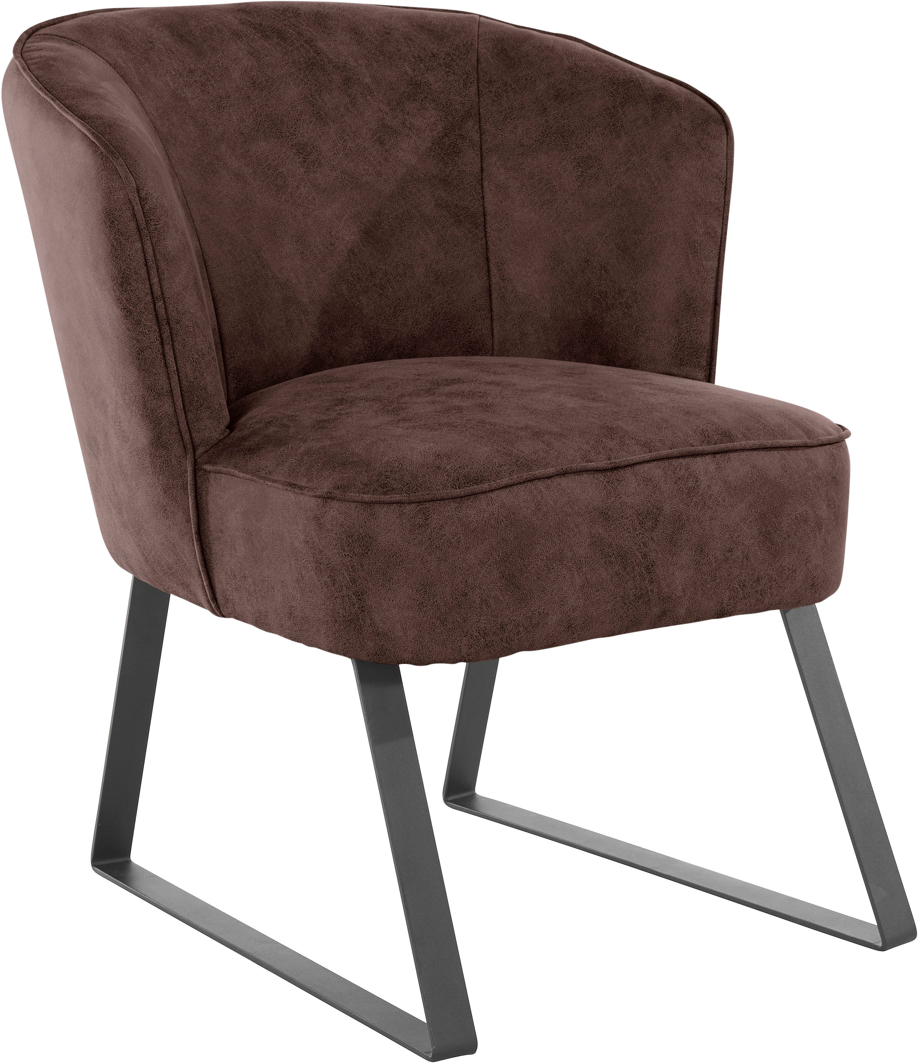 exxpo - sofa fashion Fauteuil Americano, loungestoel met bies en metalen poten, verschillende typen bekleding, 1 stuk