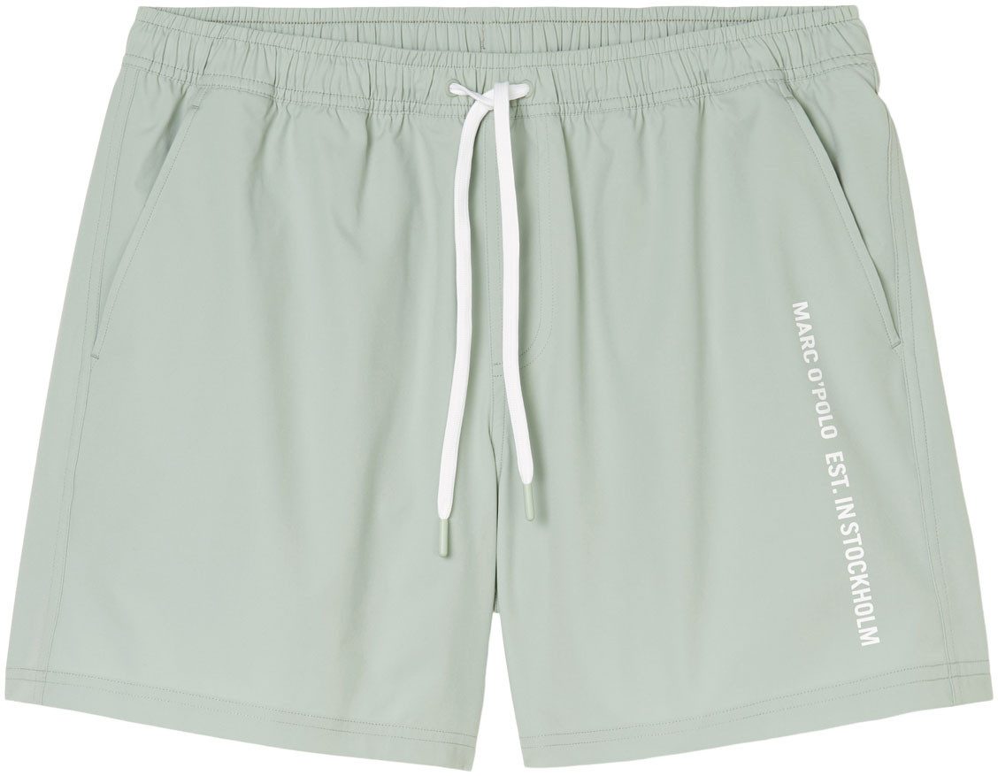 Marc O'Polo Zwemshort Olmen (Essentials Beach Jersey) met zijlijke blikvanger-opschrift