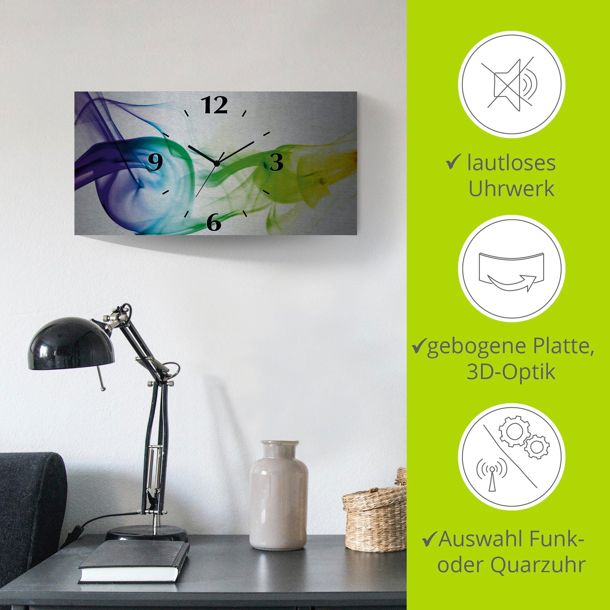 Artland Wandklok Rook - abstract 3d-look geschulpt, met kwarts- of radiografisch uurwerk, verschillende maten