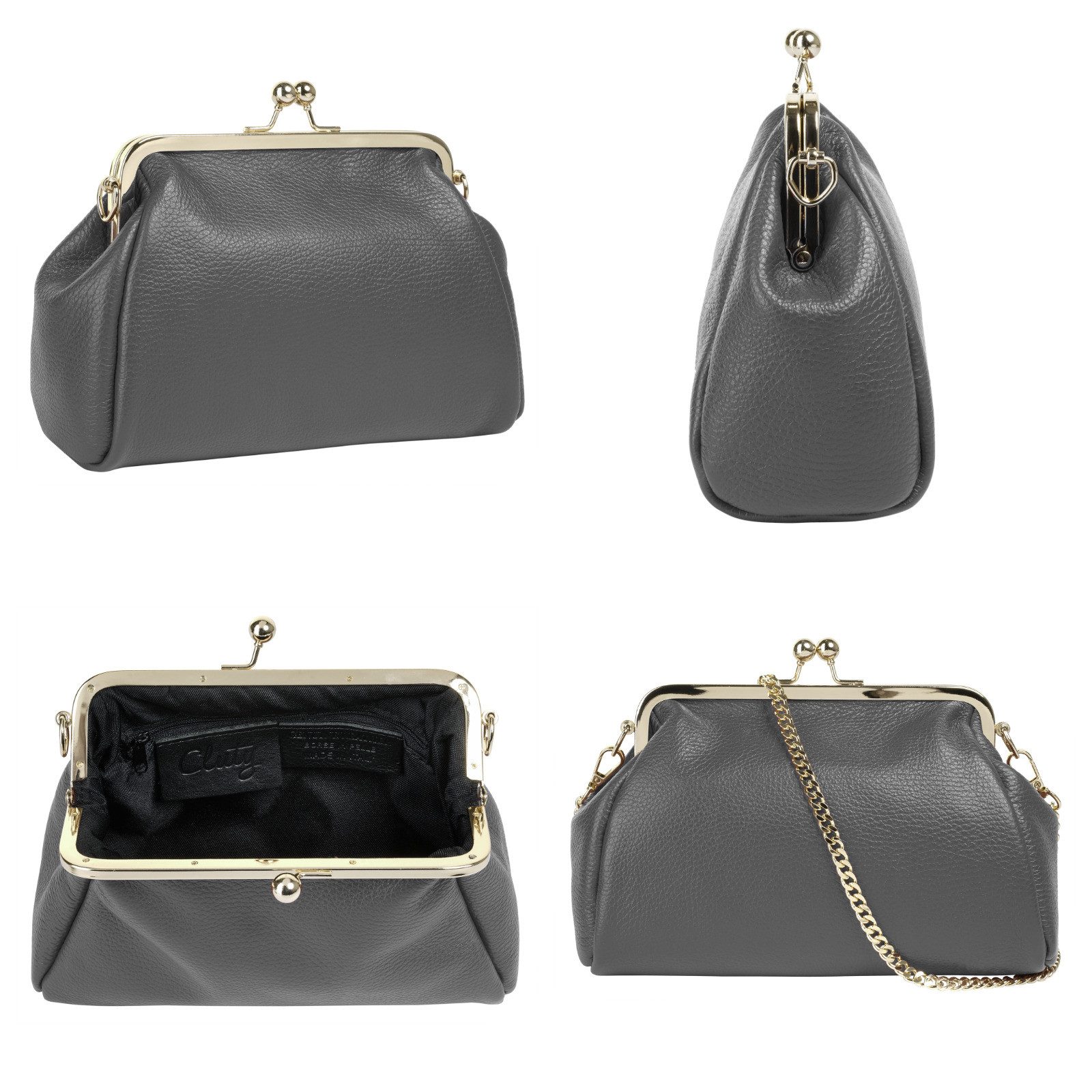 Cluty Avondtasje echt leer, made in italy