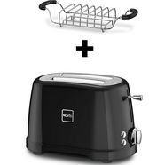 novis toaster t2 zwart set met broodjesverwarmer zwart