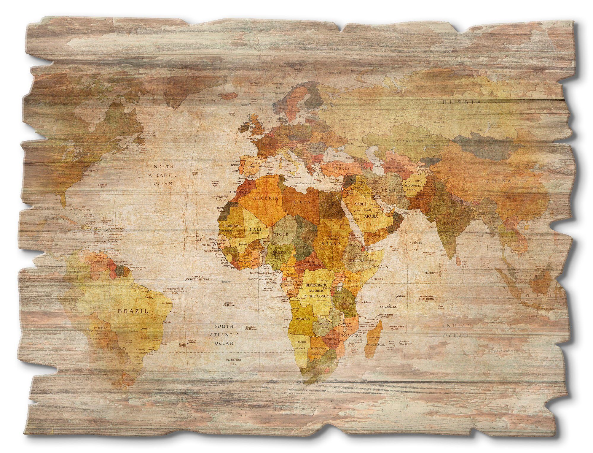 uitspraak Maak een bed krom Artland Artprint op hout Wereldkaart (1 stuk) koop je bij | OTTO