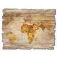 artland artprint op hout wereldkaart (1 stuk) bruin