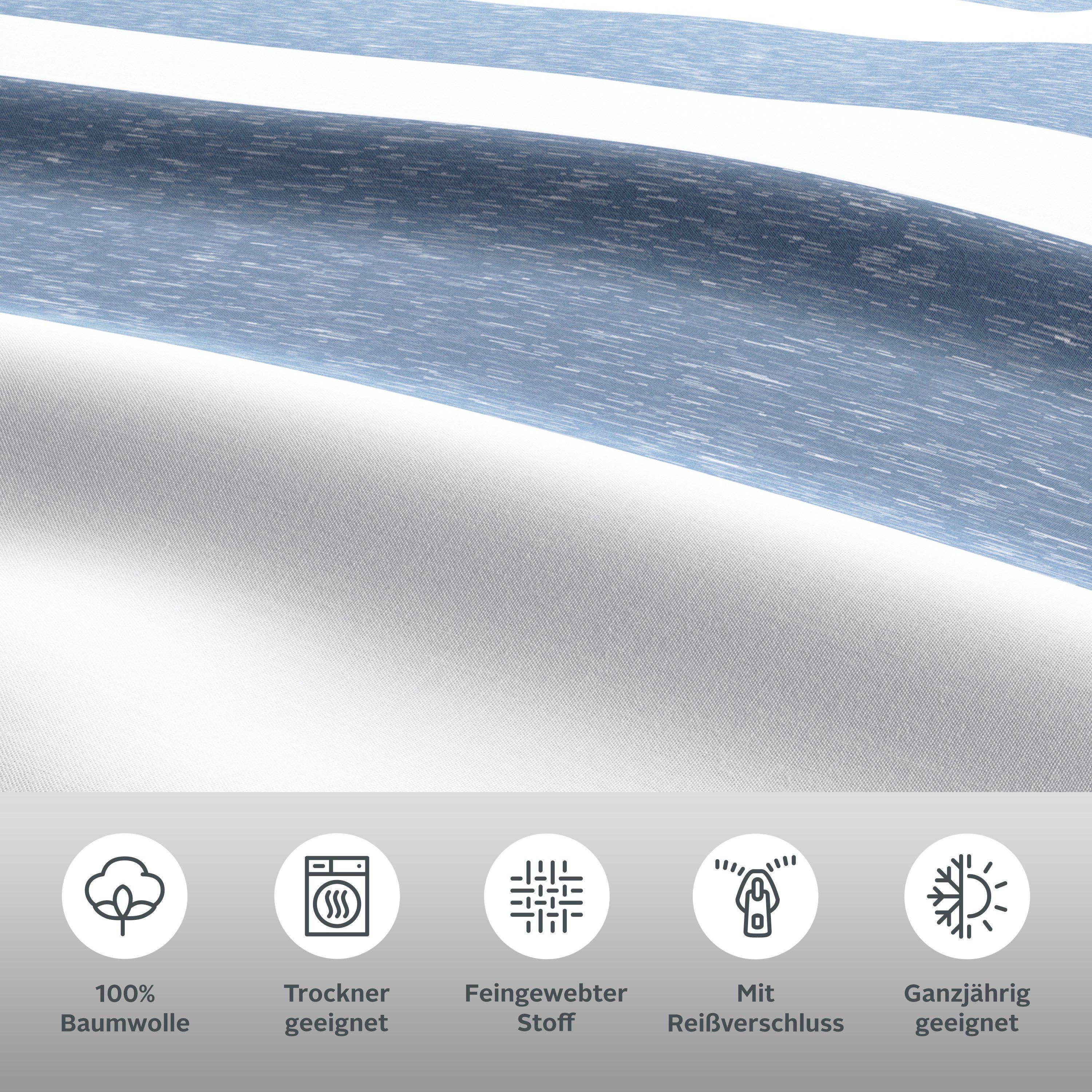 OTTO products Tweezijdig te gebruiken overtrekset Bigstripe 100% biokatoen gots-gecertificeerd, streepdesign in mêlee-look (2-delig)