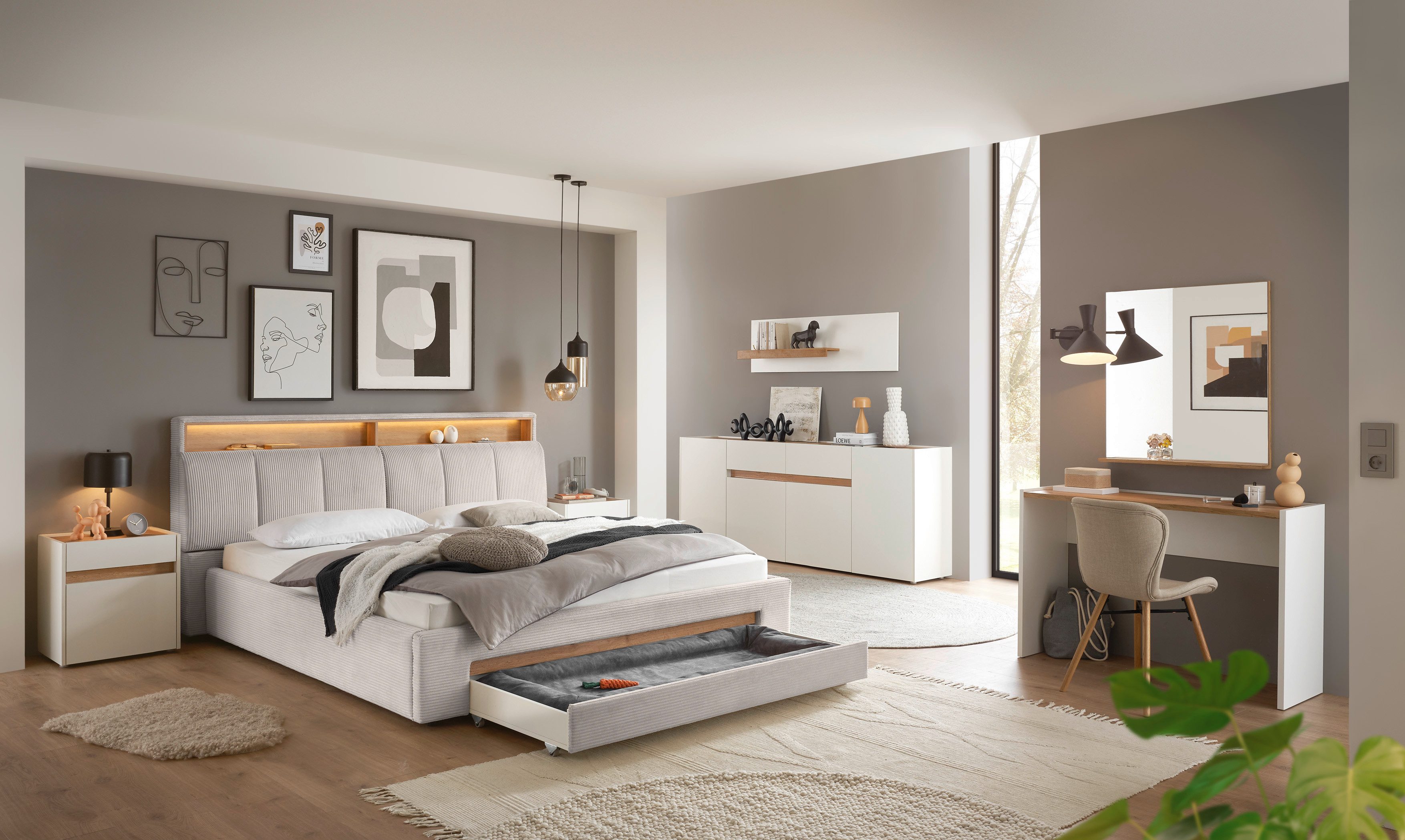 INOSIGN Gestoffeerd bed CiTY/GiRON,, gepolsterd opbergbed, met LED-verlichting Bedkisten met hondenbed of als opbergruimte, opklapbare hoofdeinden