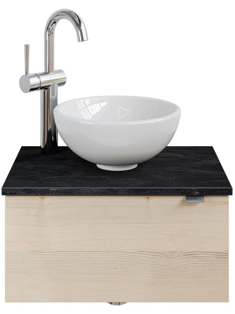 Saphir Wastafelonderkast Serie 6915 wastafel met onderkast voor gastenbadkamer, tweede toilet (3-delig) wastafelmeubels beige