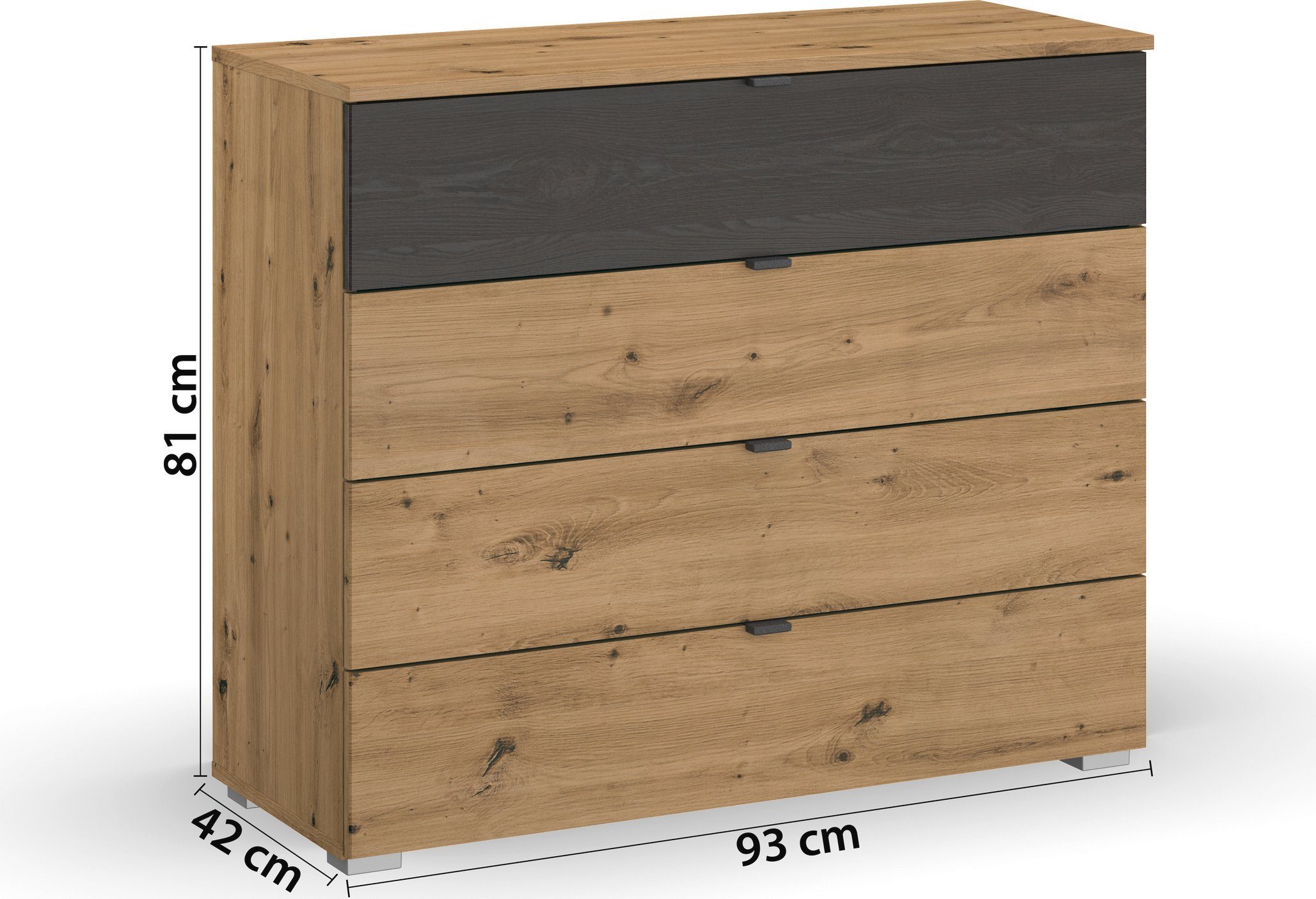rauch Ladekast Commode Sideboard Ladecommode APOLLON met 4 lades, 1 lade in afwerking black oak made in germany