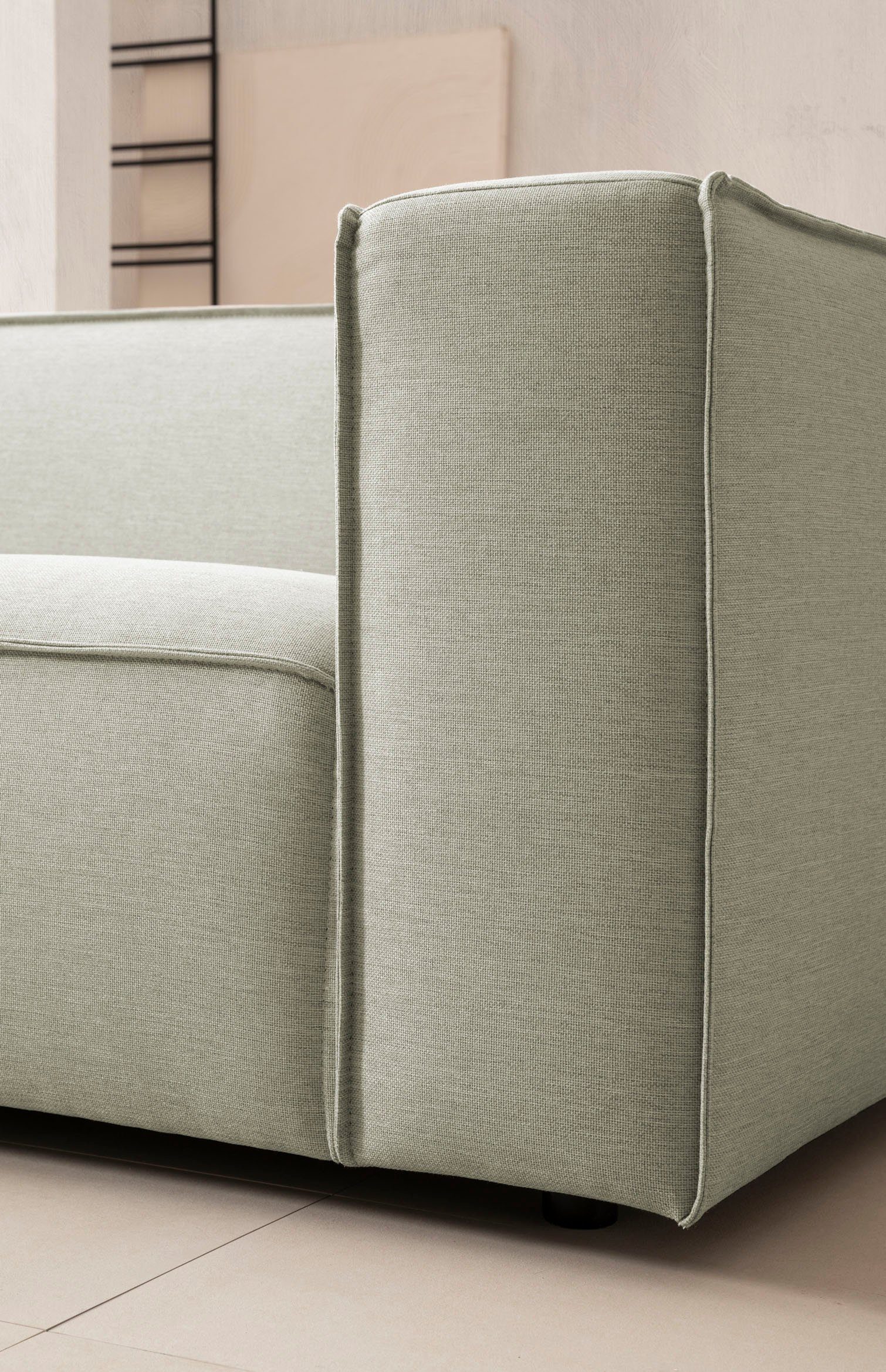 LeGer Home by Lena Gercke 3-zitsbank PIARA, bank met biesnaad, sofa in cord of linnenlook
