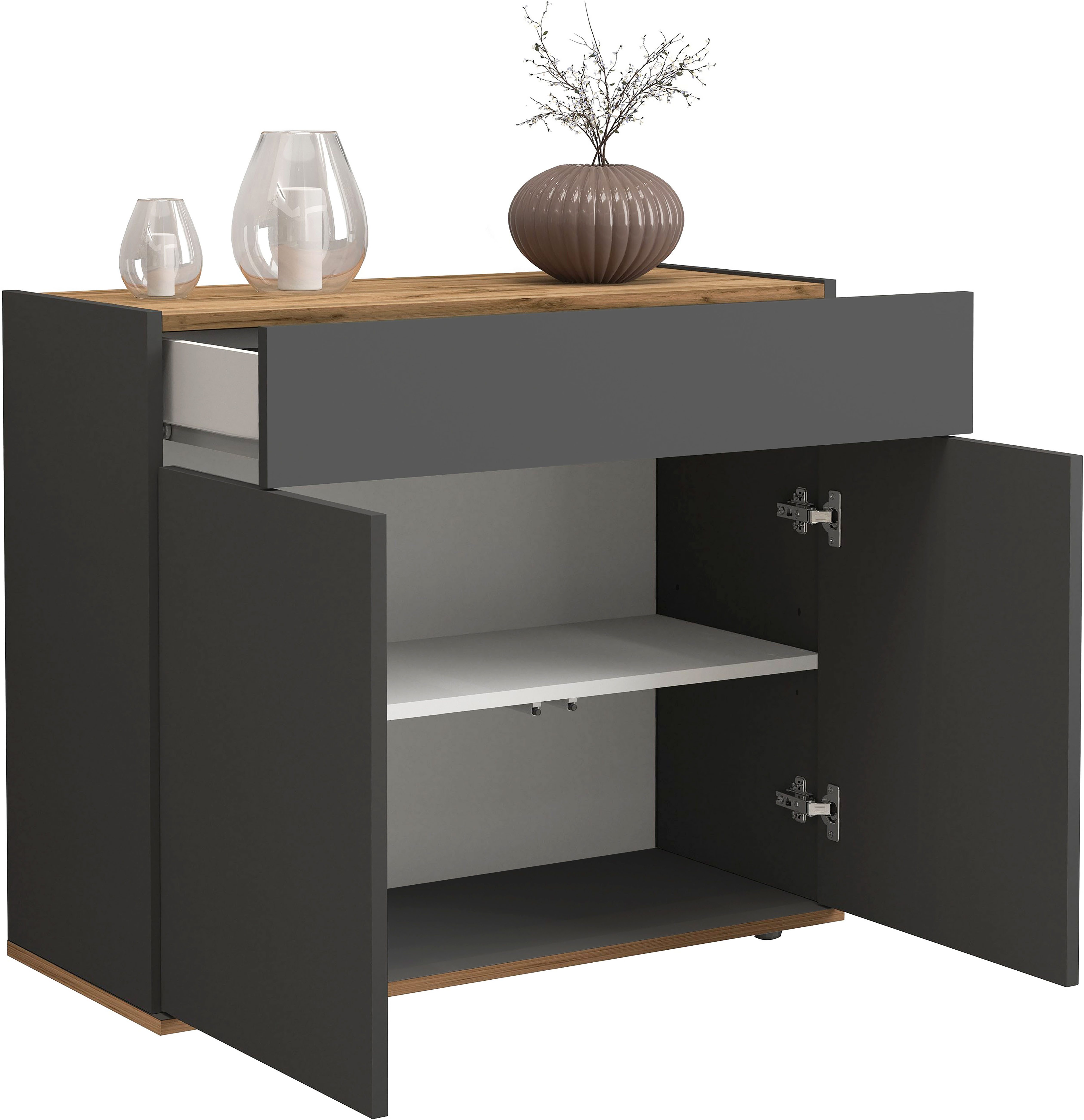 INOSIGN Dressoir Garda, Ladekast, Kast, Buffet 2 deuren, 1 lade, greeploos breedte 80,9 cm