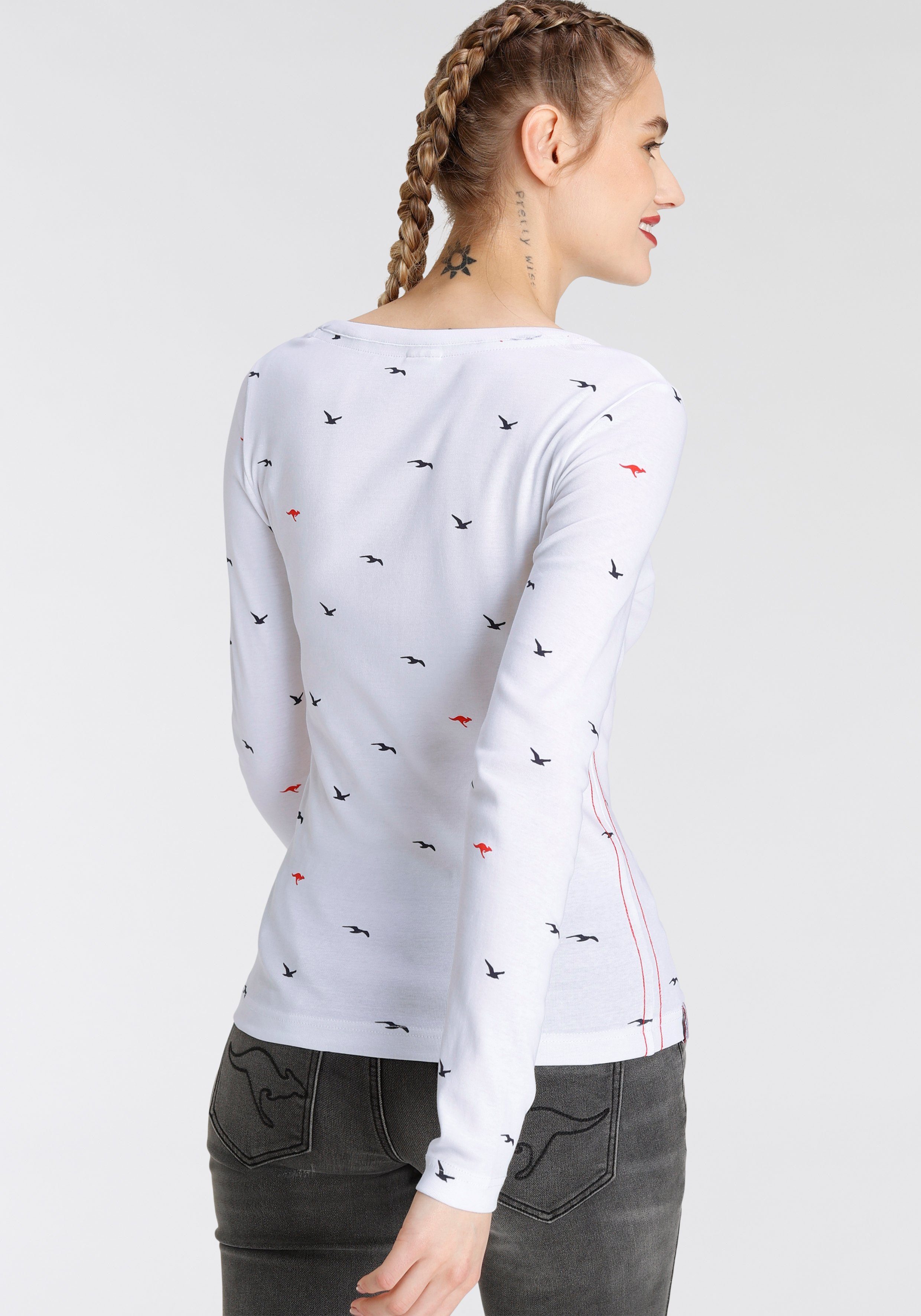 KangaROOS Shirt met lange mouwen met hanzeprint all-over (1-delig)