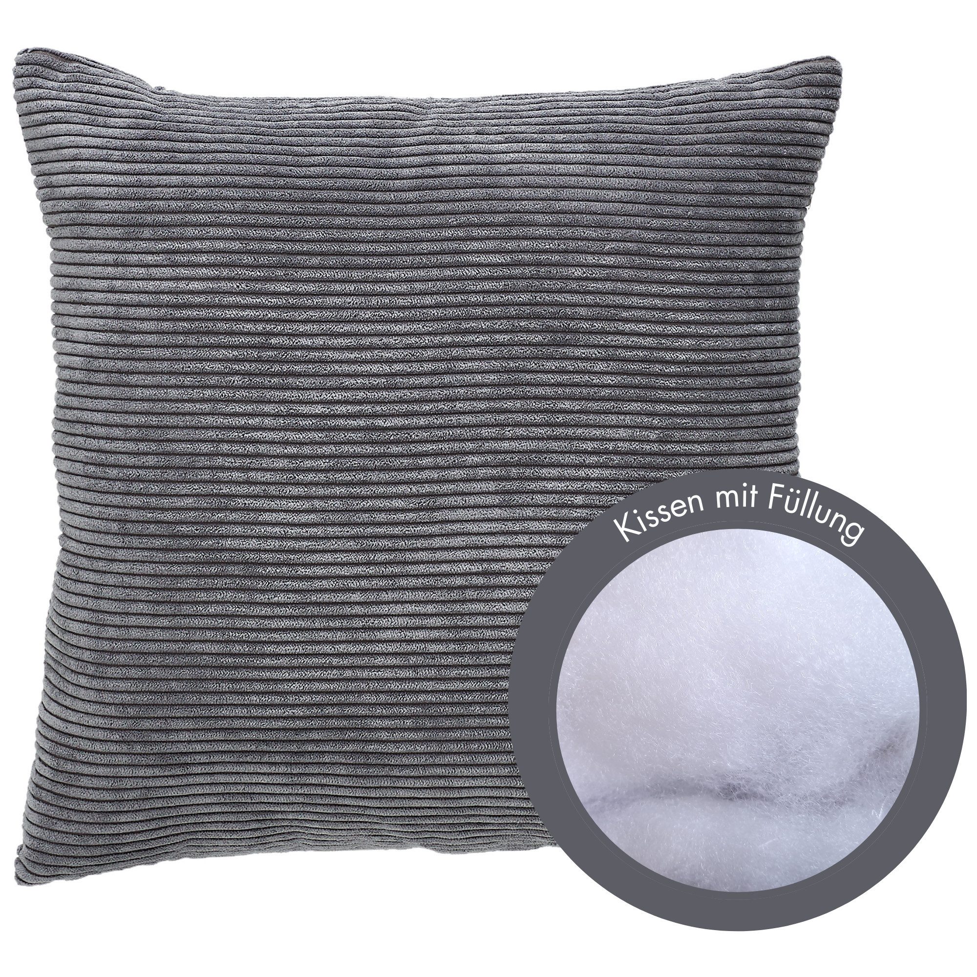Andiamo Sierkussen Cord kussen Emy, kussenhoes met vulling Sierkussens, vierkant, 40x40 of 30x50 cm, ook verkrijgbaar als 4-delige set (1 stuk)
