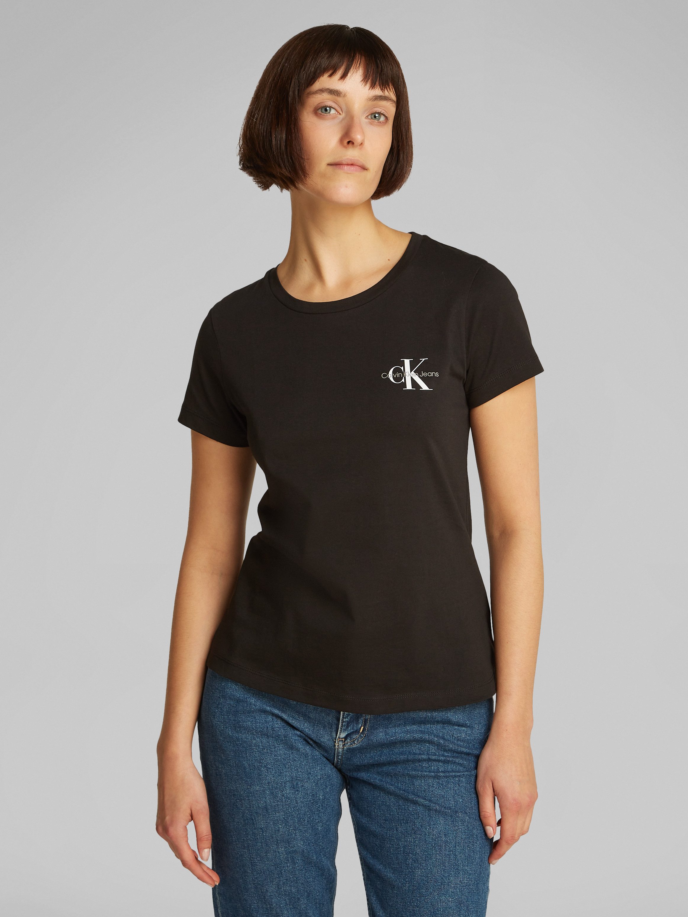 Calvin Klein Shirt met ronde hals 2-PACK MONOLOGO SLIM TEE met calvin klein jeans logoprint op borsthoogte (2-delig, Set van 2)