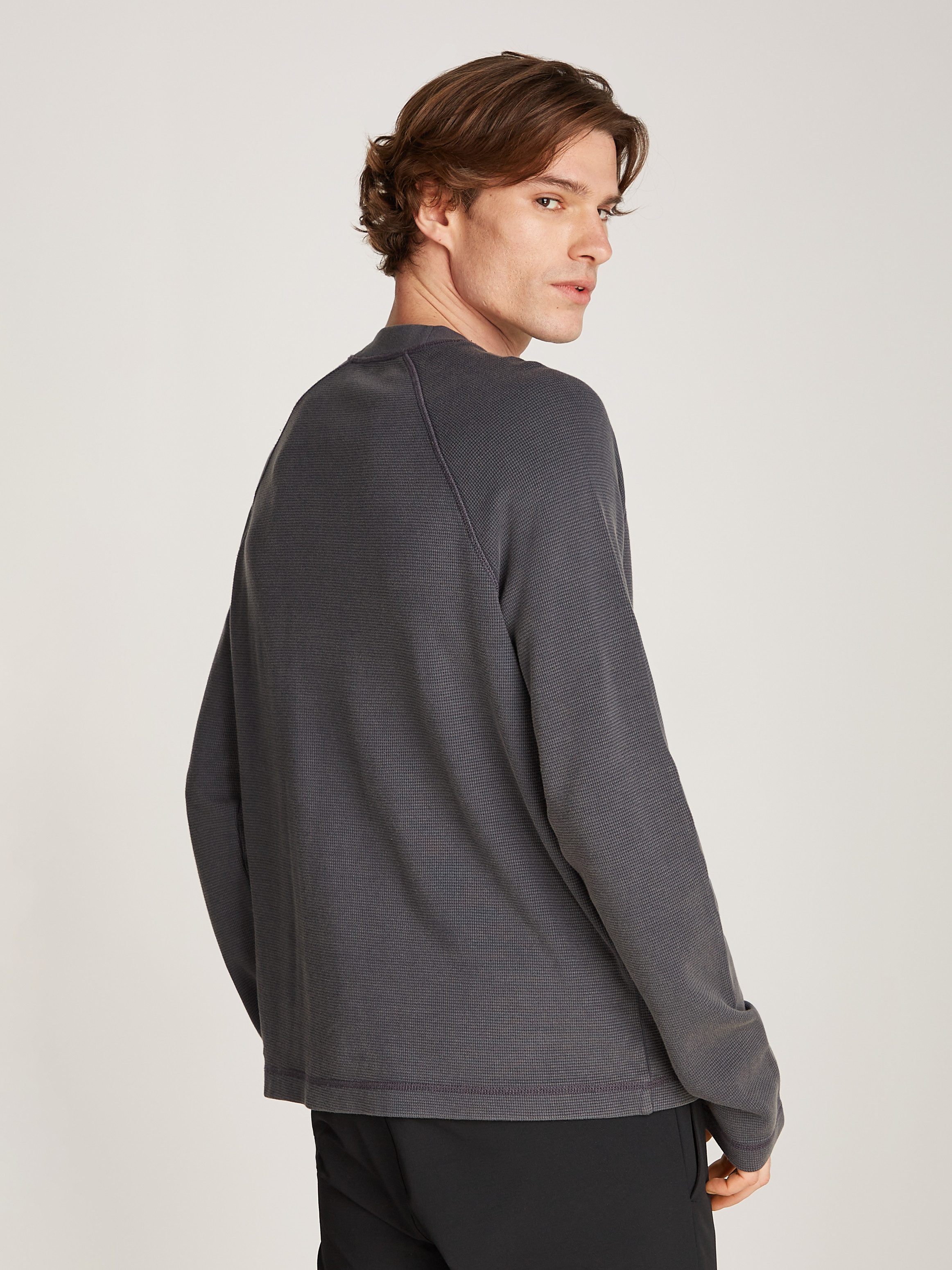 Calvin Klein Shirt met lange mouwen WASHED WOVEN LABEL WAFFLE RAGLAN