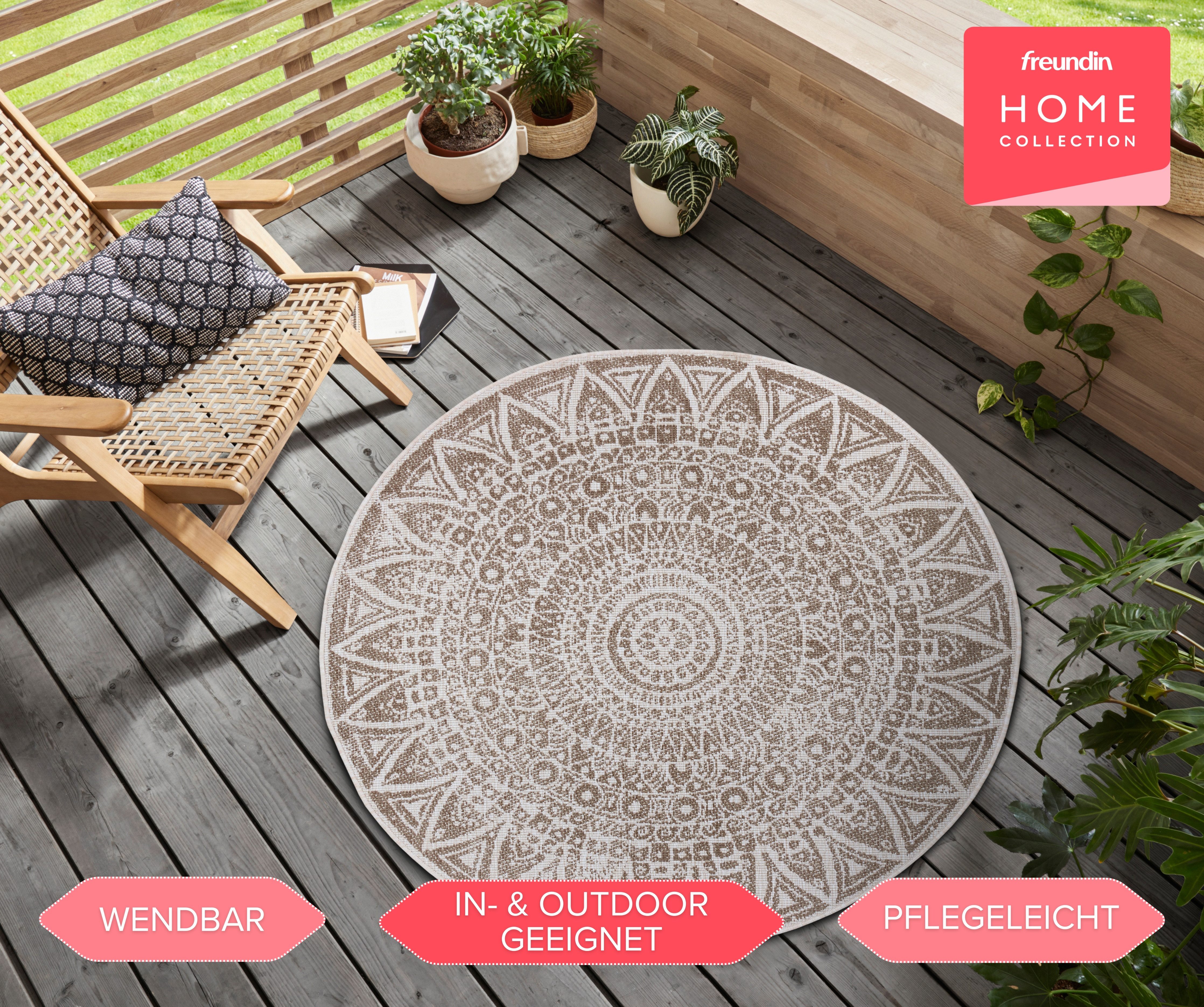 freundin Home Collection Vloerkleed Lilja omkeerbaar tapijt In- en outdoor, dubbelzijdig, weerbestendig, balkon, tuin, woonkamer