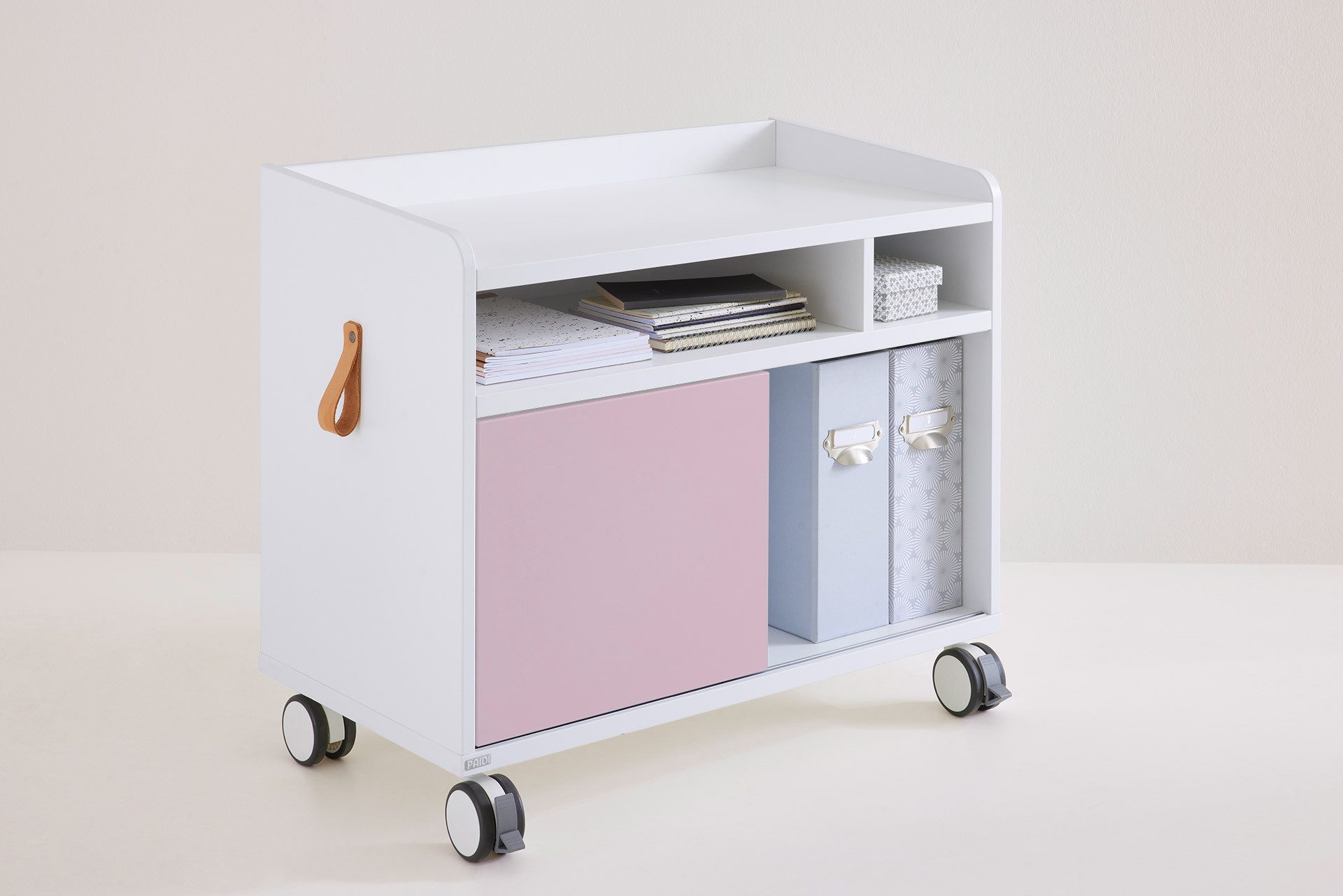 PAIDI Kinderwelten Container Rollcaddy S met schuifdeur en 2 vergrendelbare wielen bureaukasten wit