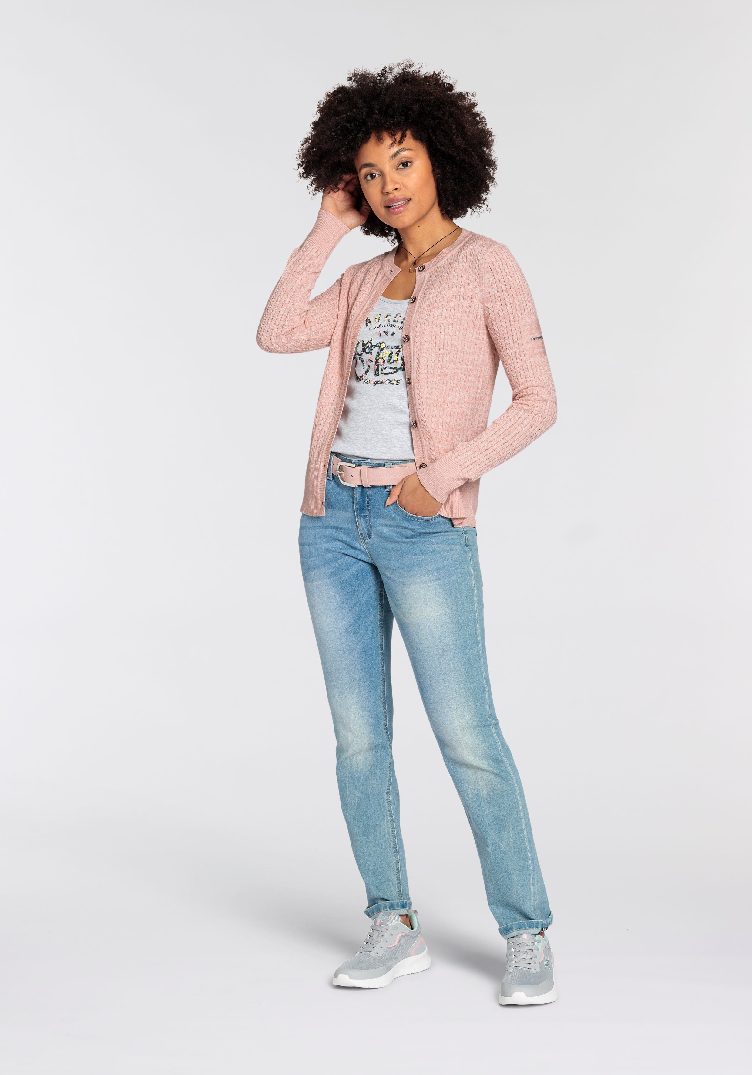 KangaROOS Vest Cardigan met kabelpatroon in mélange-look - NIEUWE COLLECTIE