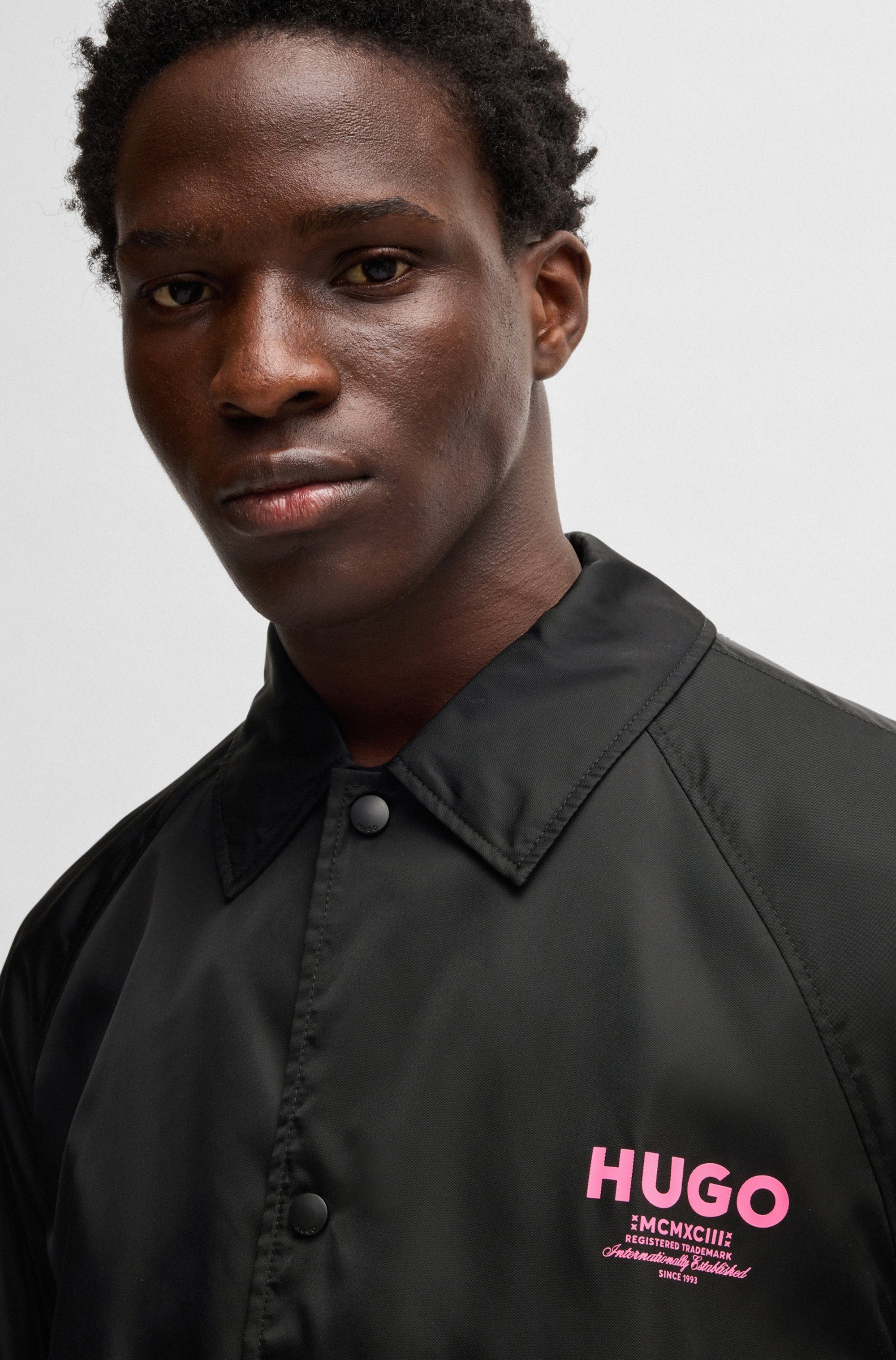 HUGO Blue Functioneel jack Biyo2521 Overshirt met contrasterende print