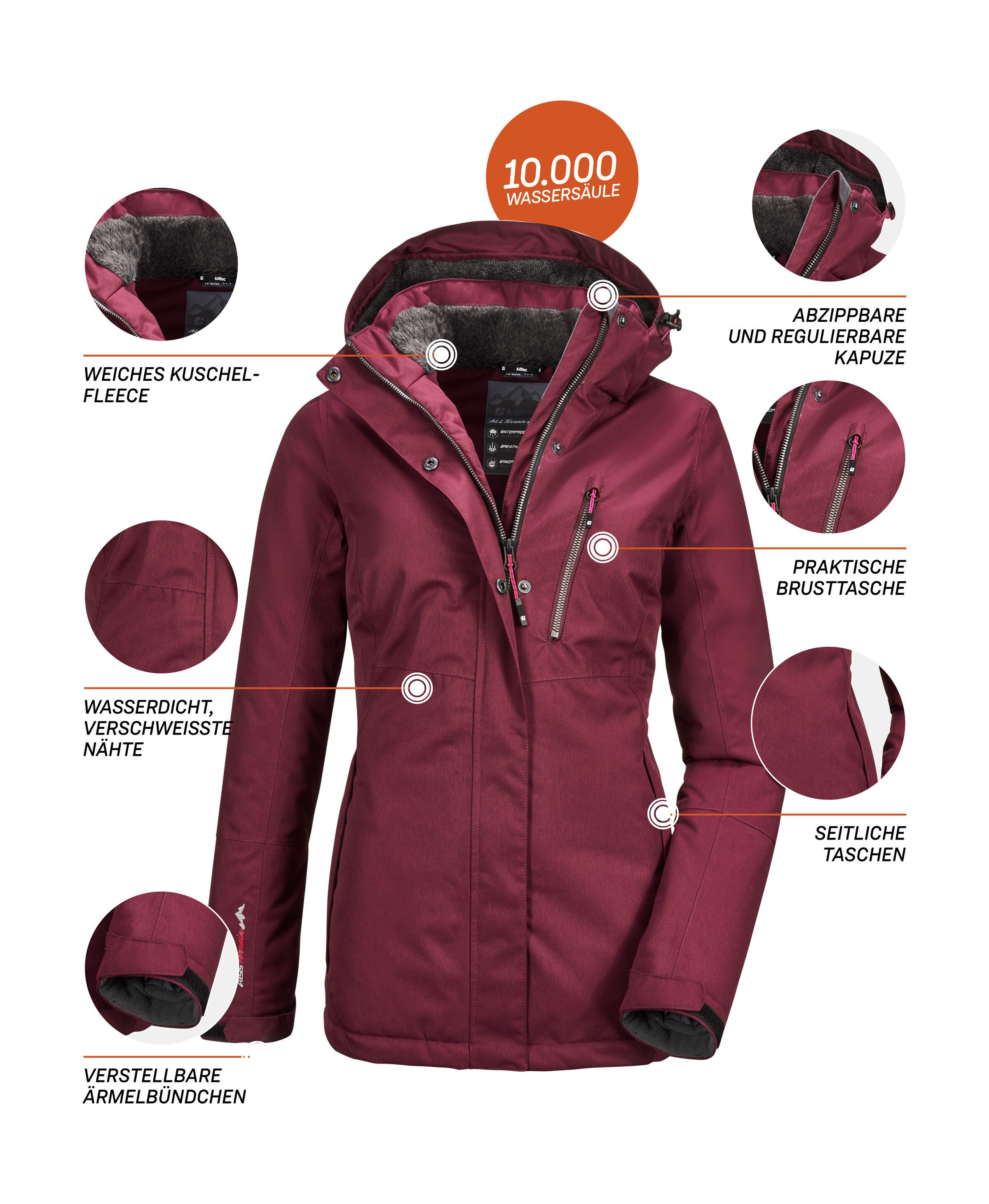Killtec Outdoorjack Nira Water- en winddichte jas, ademend, afneembare capuchon