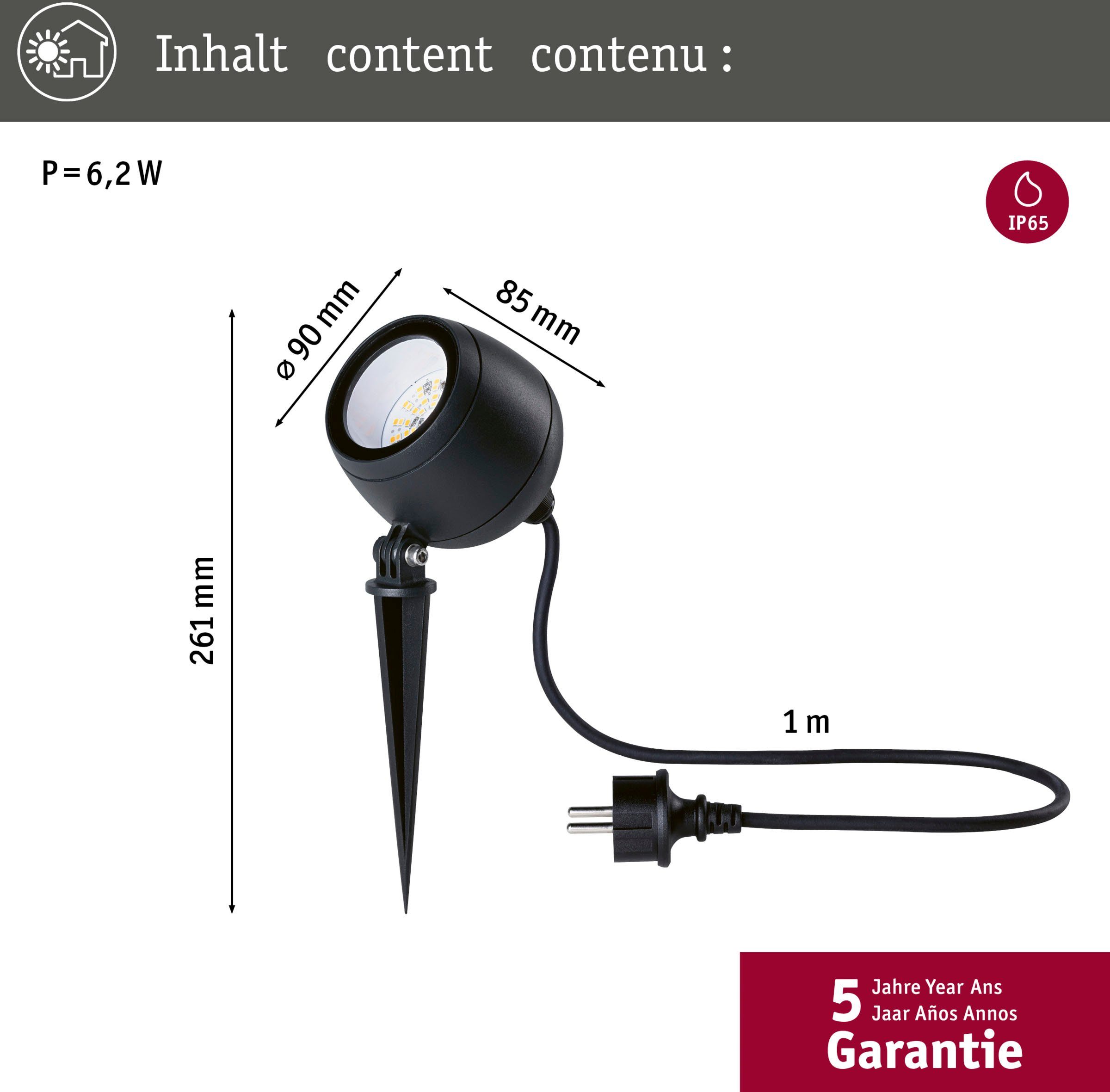 Paulmann Led-tuinverlichting Buiten 230V Spot Kikolo Insect friendly ZigBee (1 stuk)