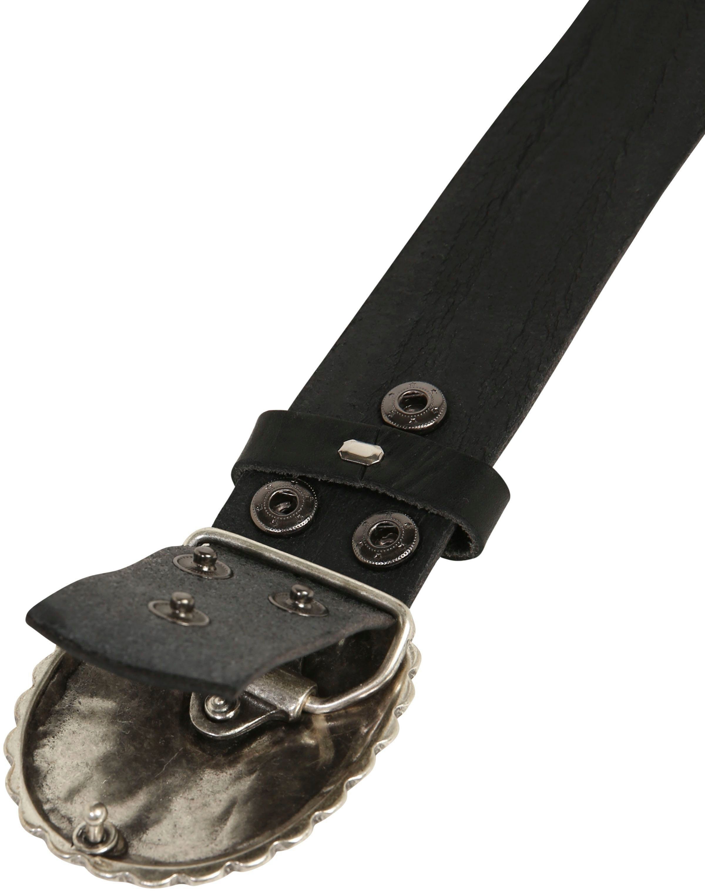 RETTUNGSRING by showroom 019° Leren riem met verwisselbare sluiting "mandala zilverkleur"