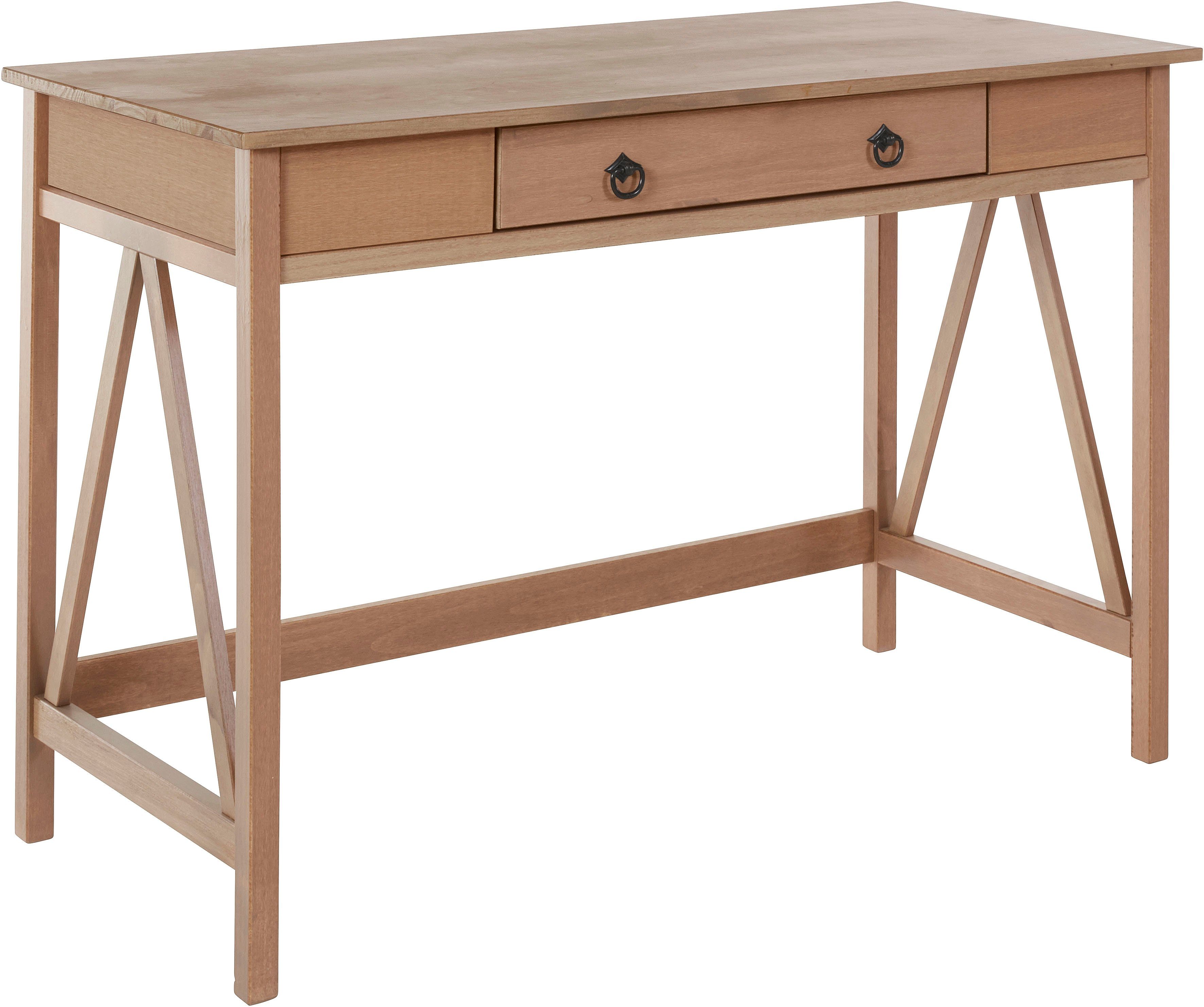 Timbers Bureau Fonville van grenenhout, breedte 116,5 cm, thuiskantoor, sidetable