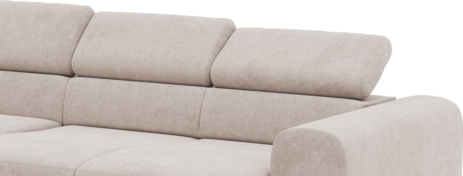 Places of Style Hoekbank Carlo L-vorm met hoofdeinde-verstelling & houten frame-look, optionele relaxfunctie