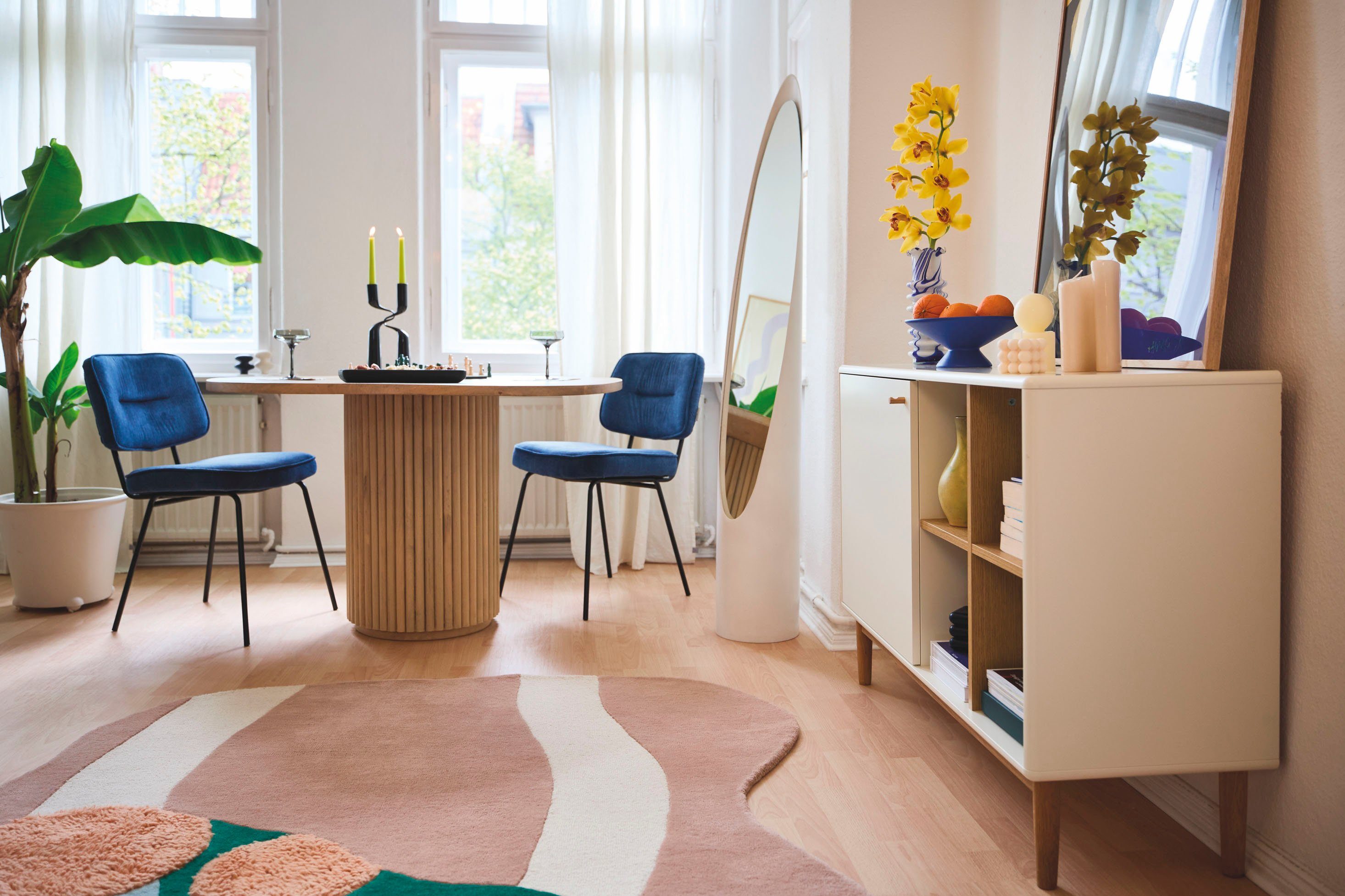 TOM TAILOR HOME Eettafel Ribbed Side Table High met kolomvoet in extravagante ribbel-look