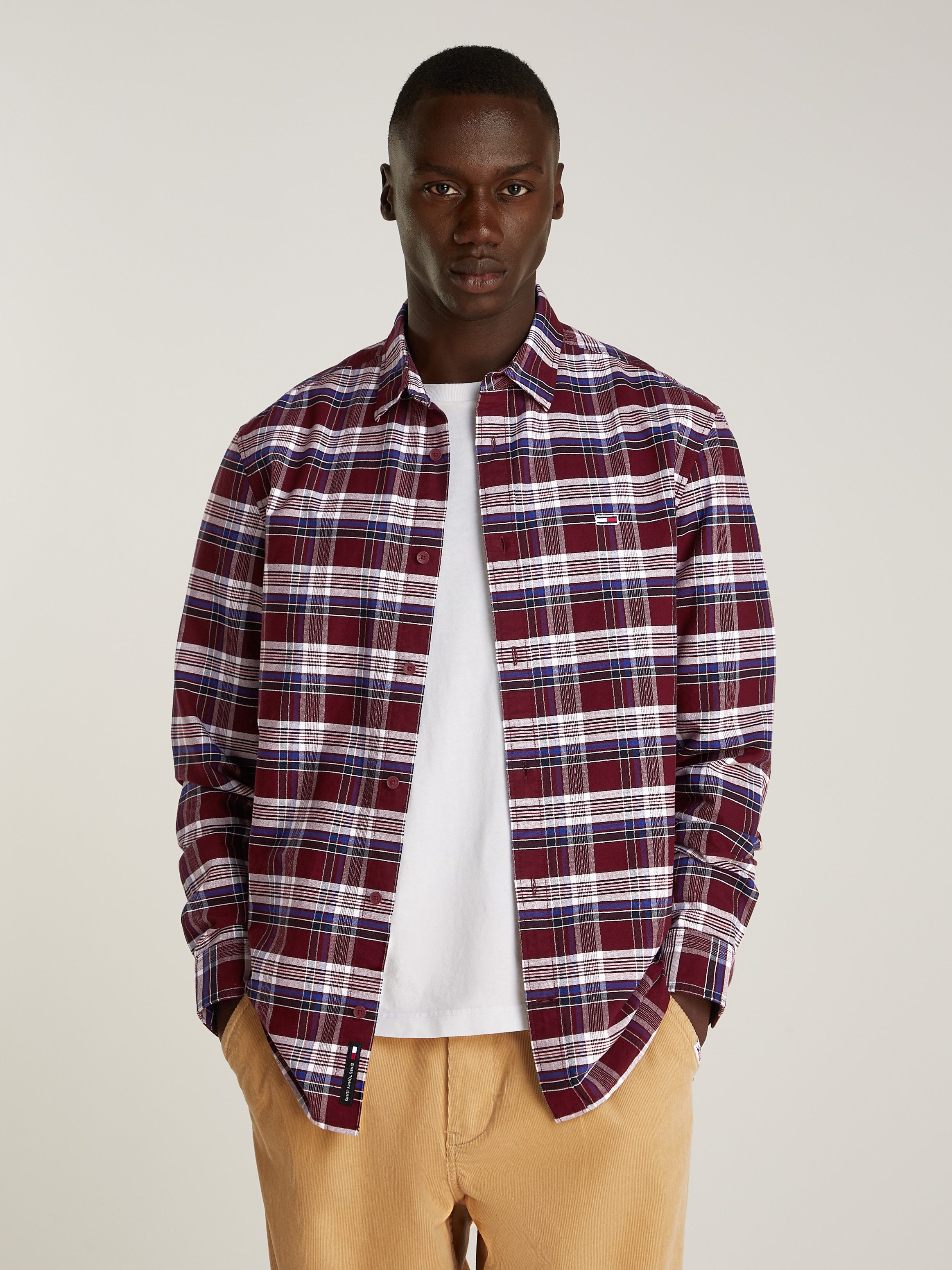 TOMMY JEANS Geruit overhemd TJM REG OXFORD CHECK SHIRT heren casual overhemden maat S rood