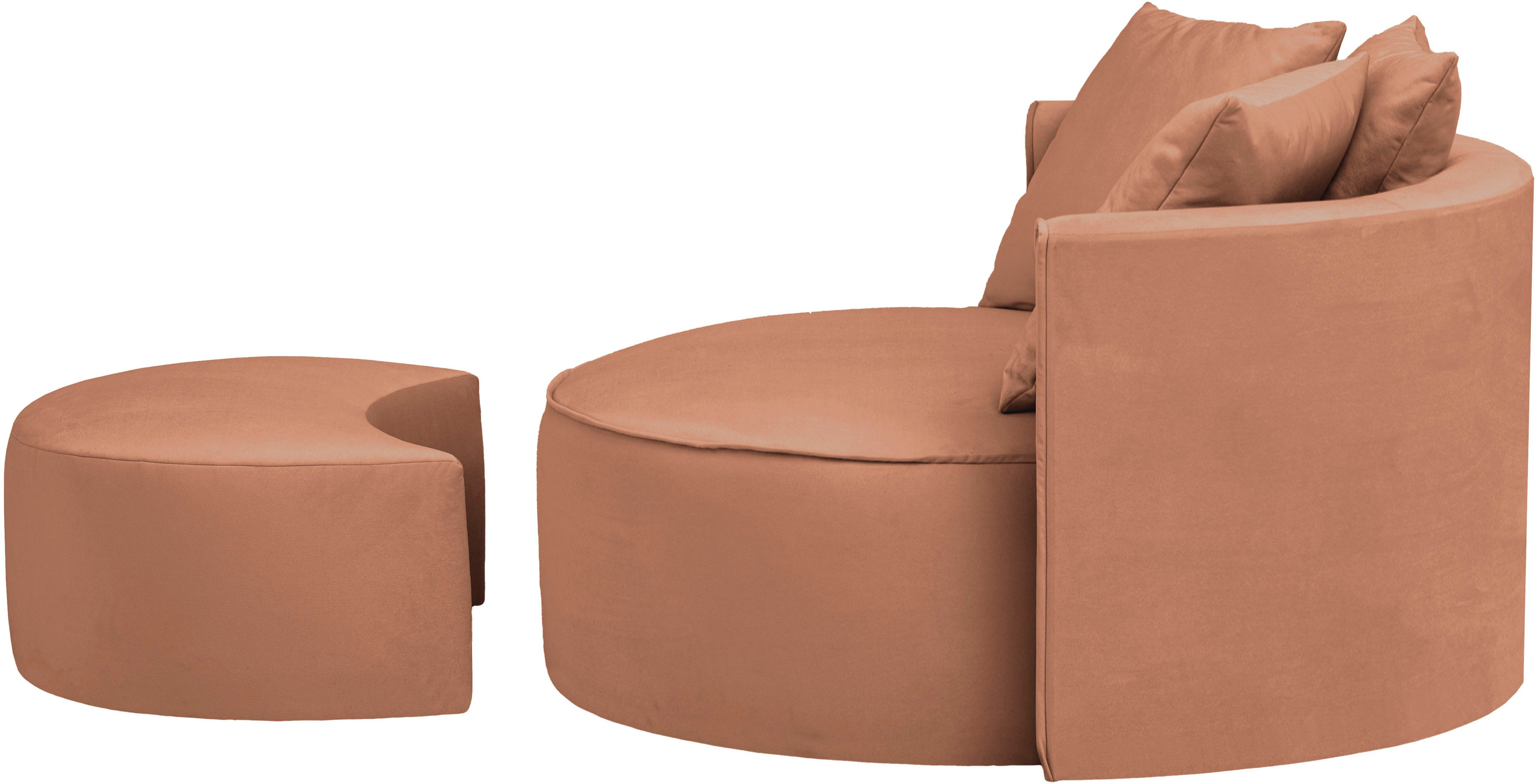 LeGer Home by Lena Gercke XXL-fauteuil Isalie, ronde stoel met voetensteun, leesstoel, loveseat, grote stoel (set)