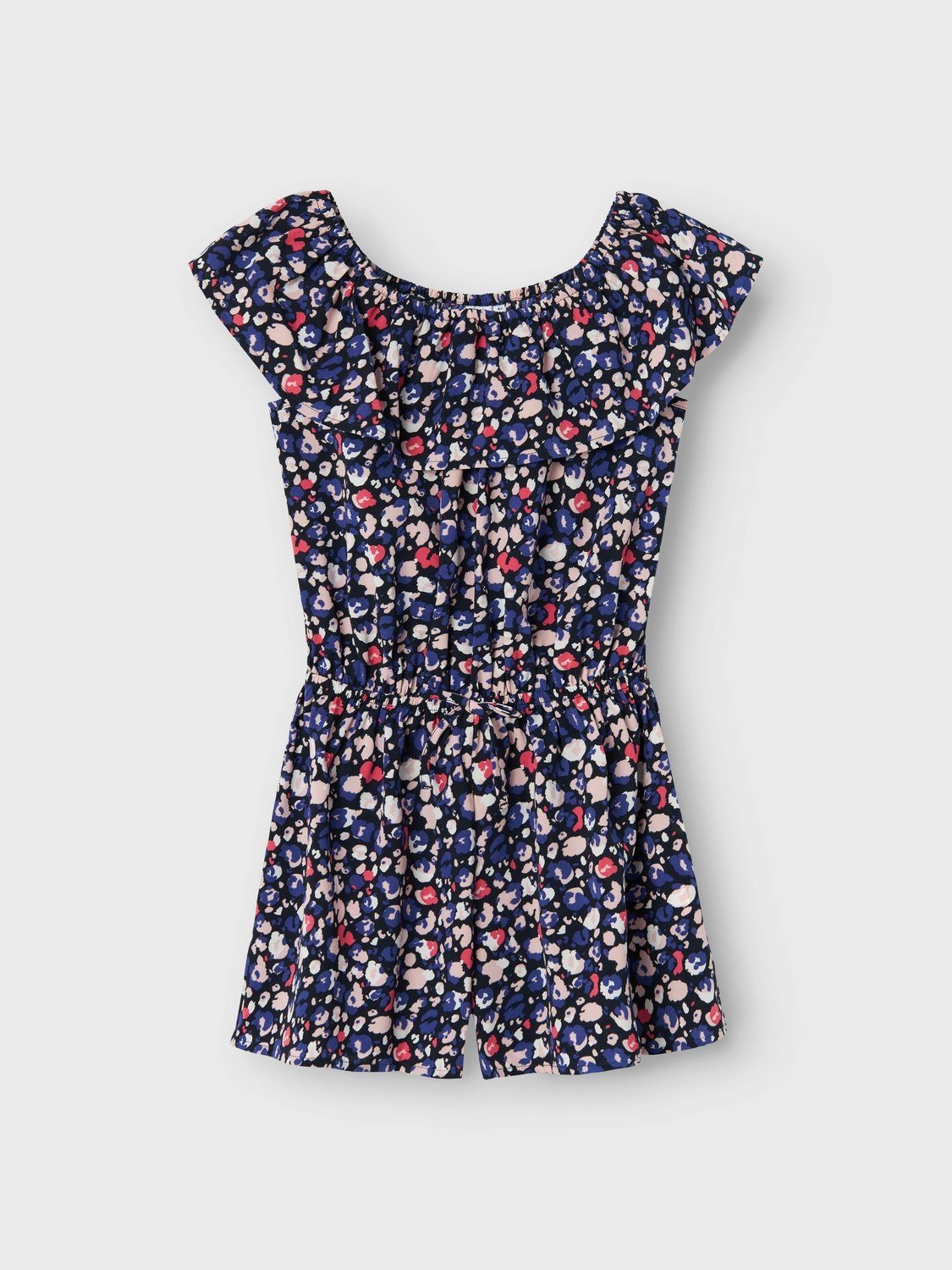 Name it KIDS jumpsuit NKFVINAYA met all over print donkerblauw roze wit Meisjes Gerecycled polyester Boothals 128
