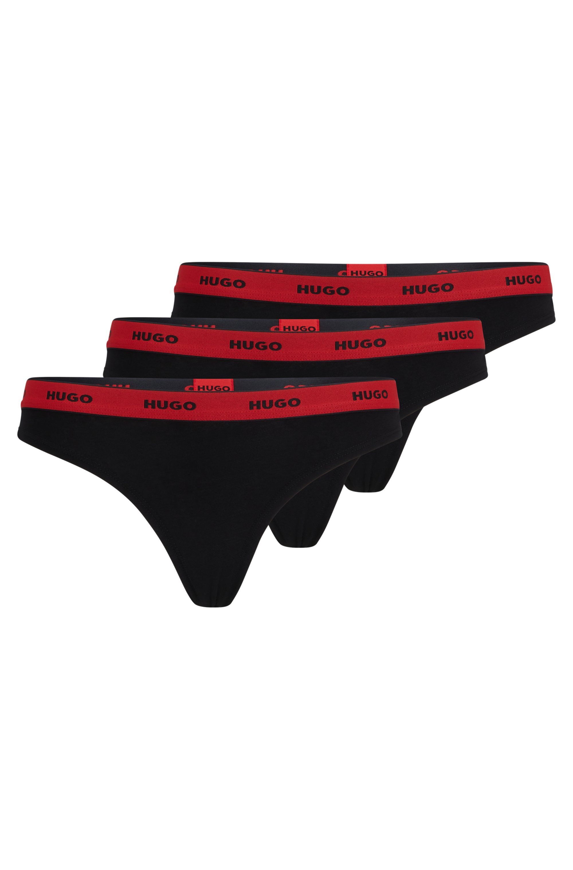 HUGO underwear T-string TRIPLET THONG STRIPE met logo-opschrift op de band (set, 3 stuks, 3)