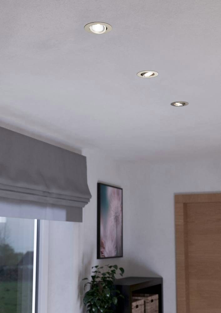EGLO Plafondlamp SALICETO inbouwlamp, 3-delige set, nikkel, dimbaar, kop draaibaar (1 stuk)