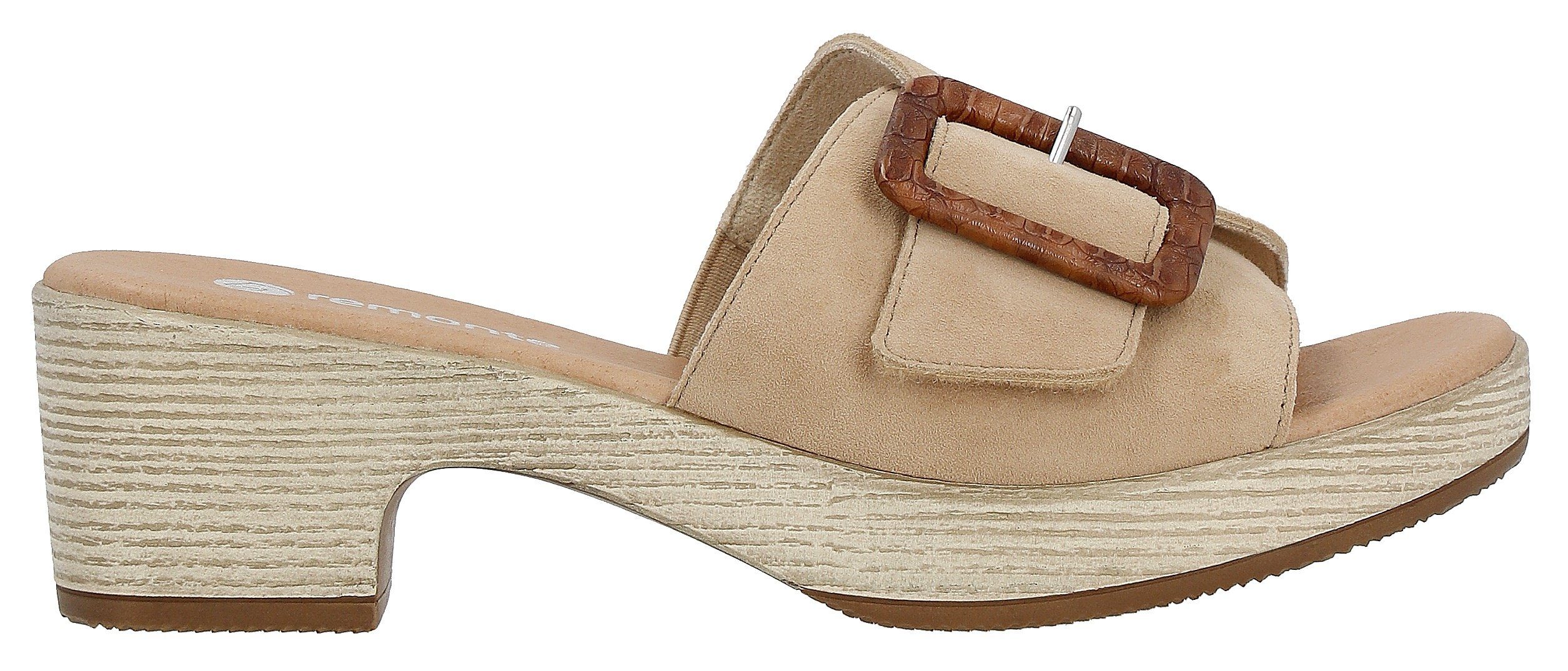 Remonte Slippers ELLE-Collection blokhak, zomerschoen, slippers, decoratieve gesp, elle-collectie