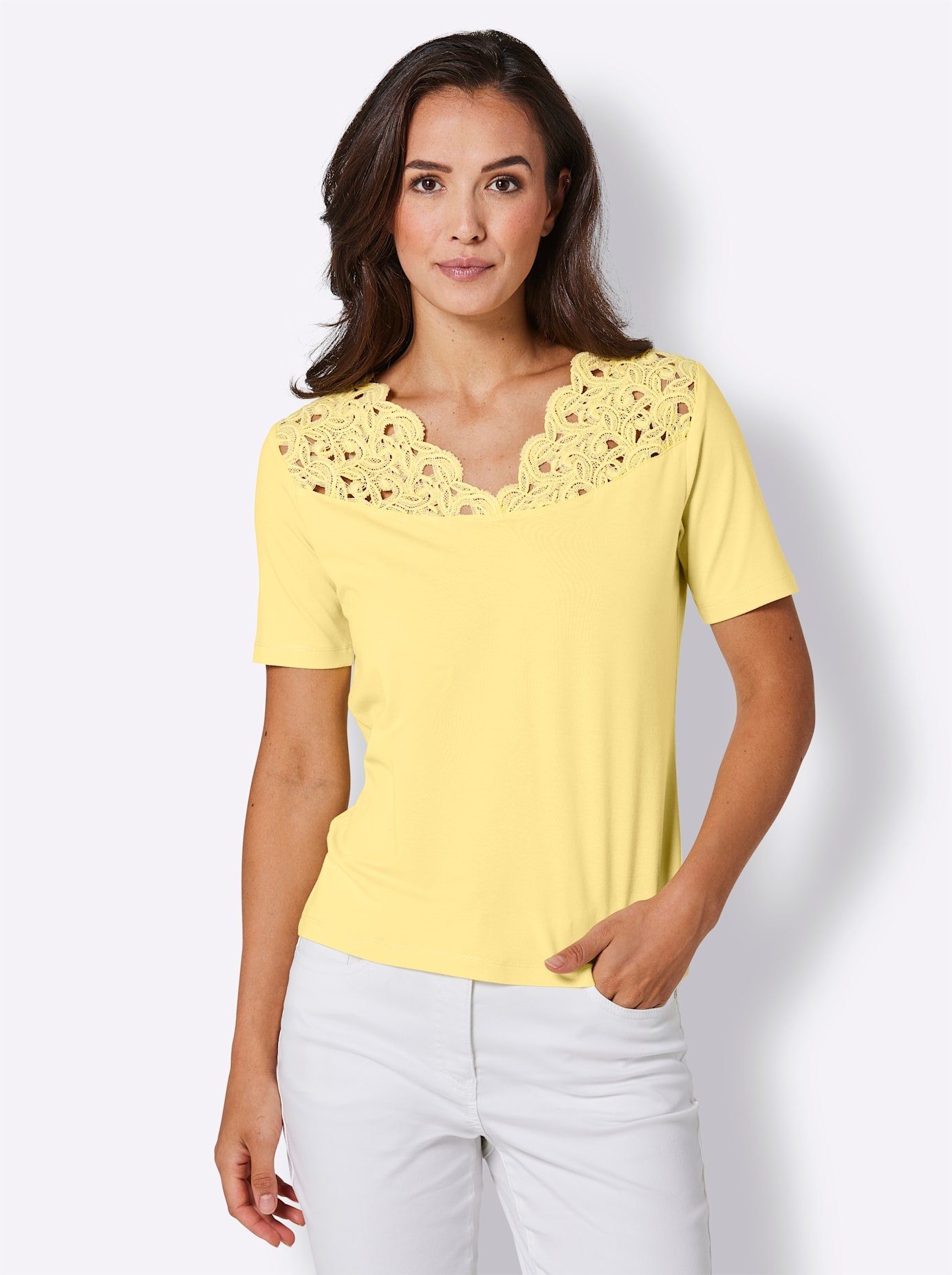 Creation L Kanten shirt Modal-katoenen shirt (1-delig)