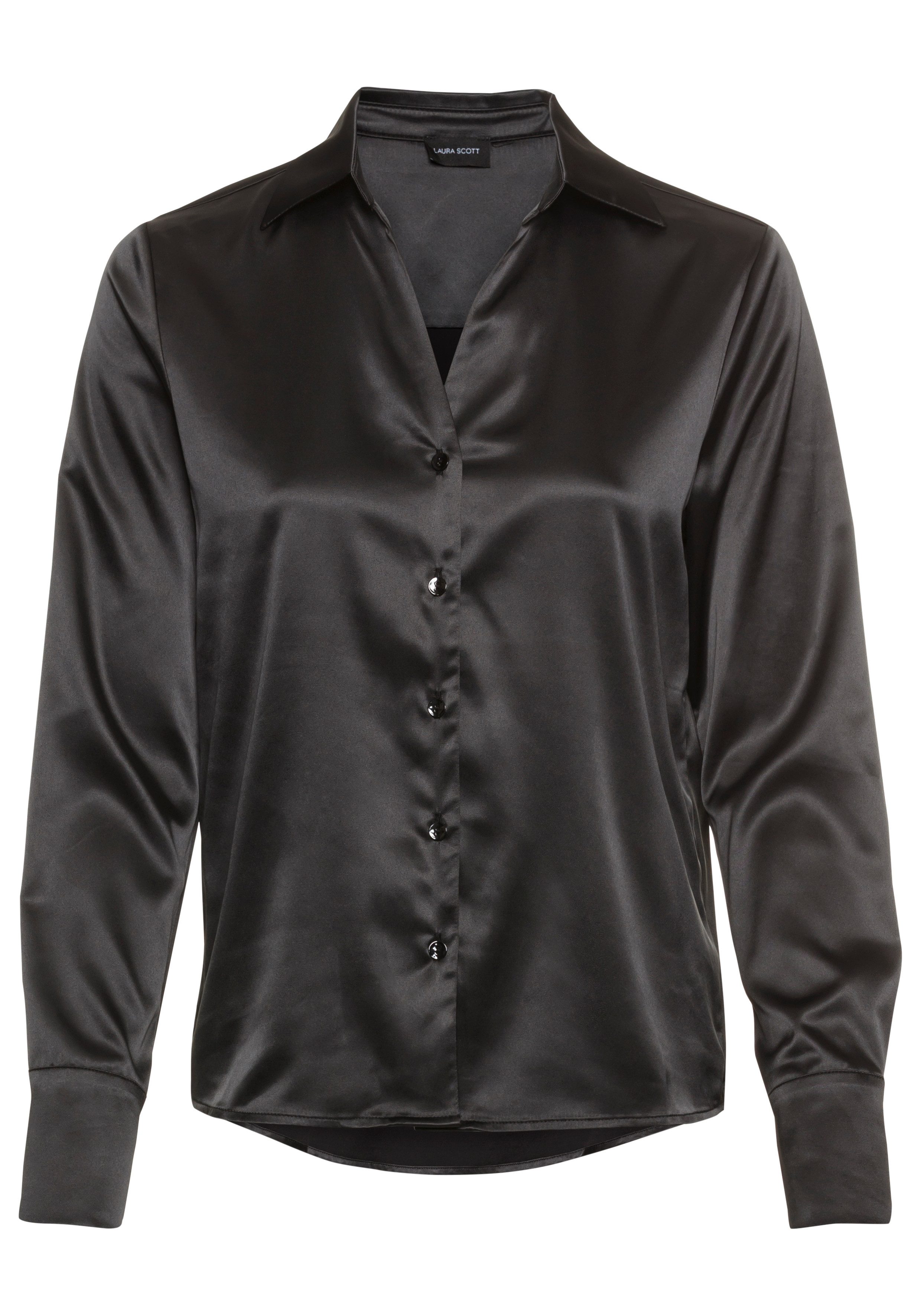 Laura Scott Satijnen blouse in vrouwelijke look nieuwe collectie
