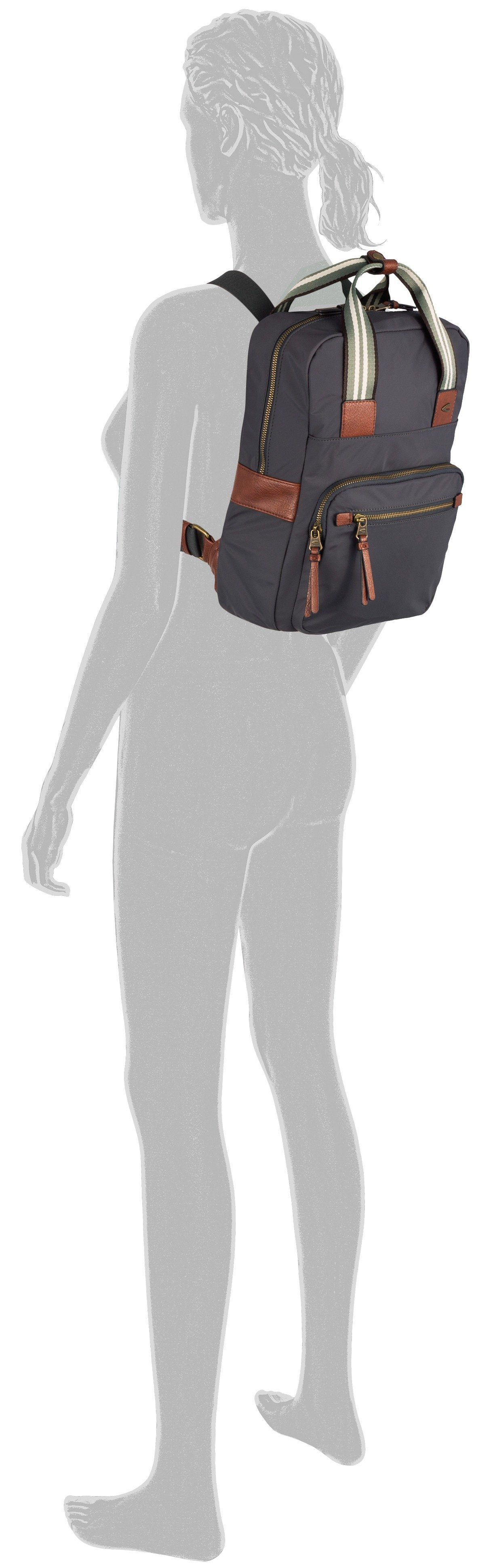 camel active Rugzak Bari van hoogwaardig mat nylon met gestreept geweven band