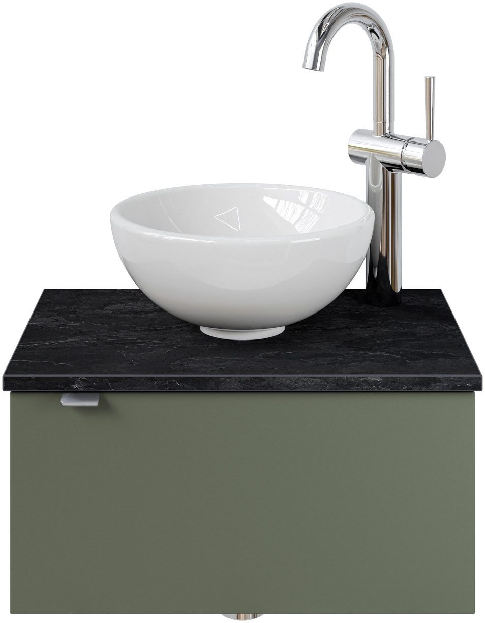 Saphir Wastafelonderkast Serie 6915 wastafel met onderkast voor gastenbadkamer, tweede toilet (3-delig) wastafelmeubels groen
