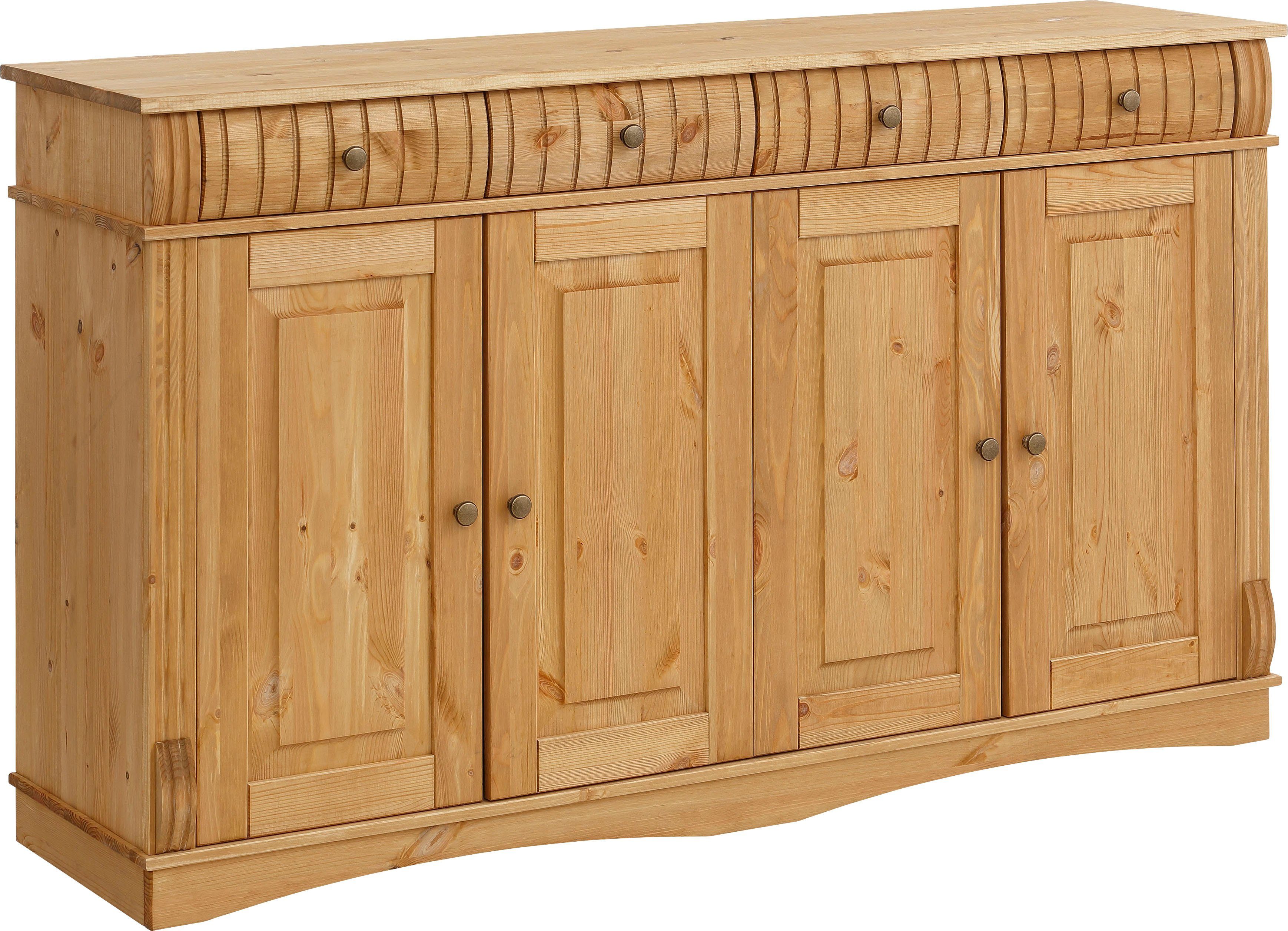 Home affaire Dressoir Teresa Commode, 4-deurs, breedte 152 cm, van massief dennenhout, FSC®