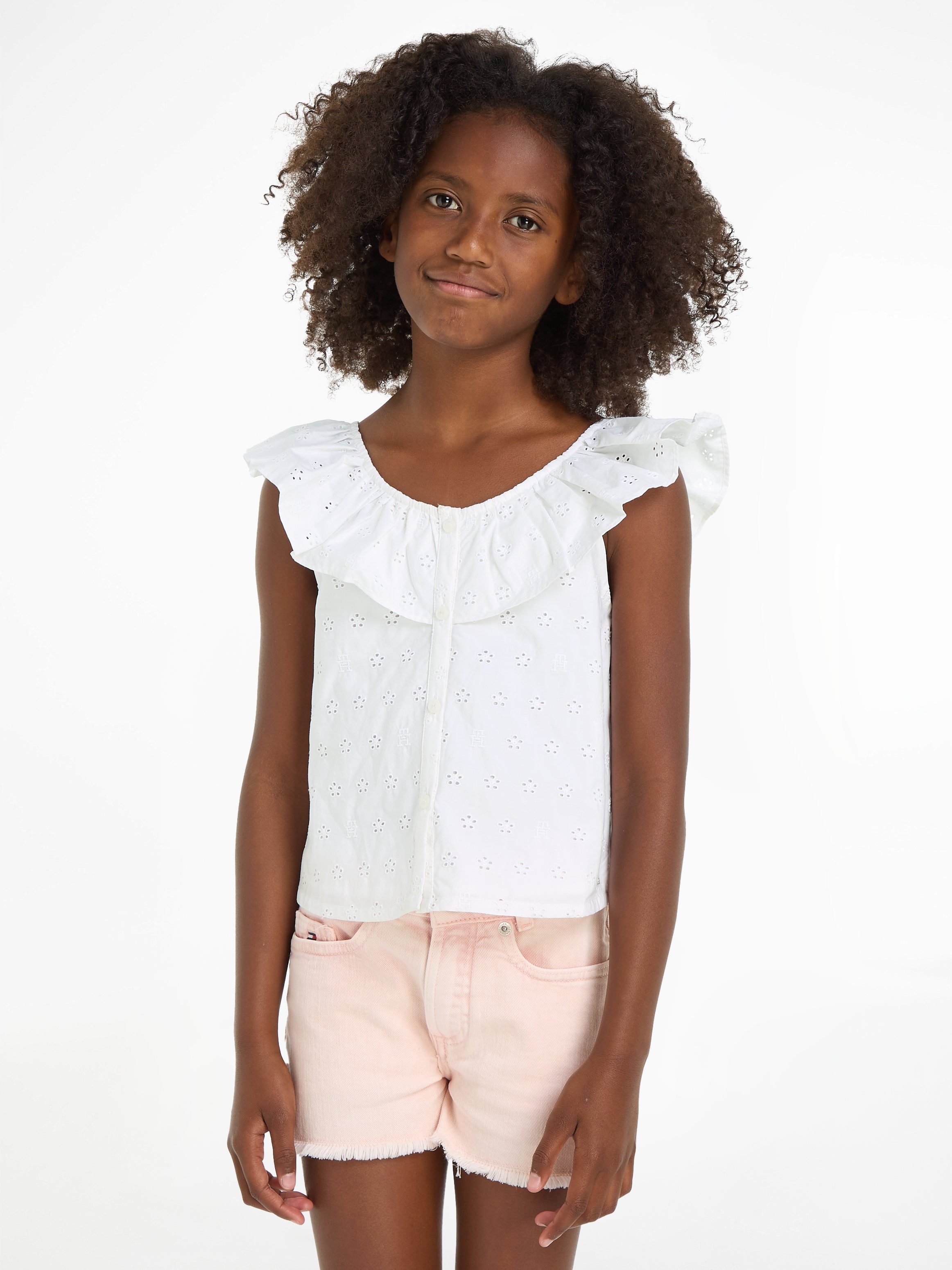 Tommy Hilfiger Babydollshirt BRODERIE ANGLAISE FRILL TOP