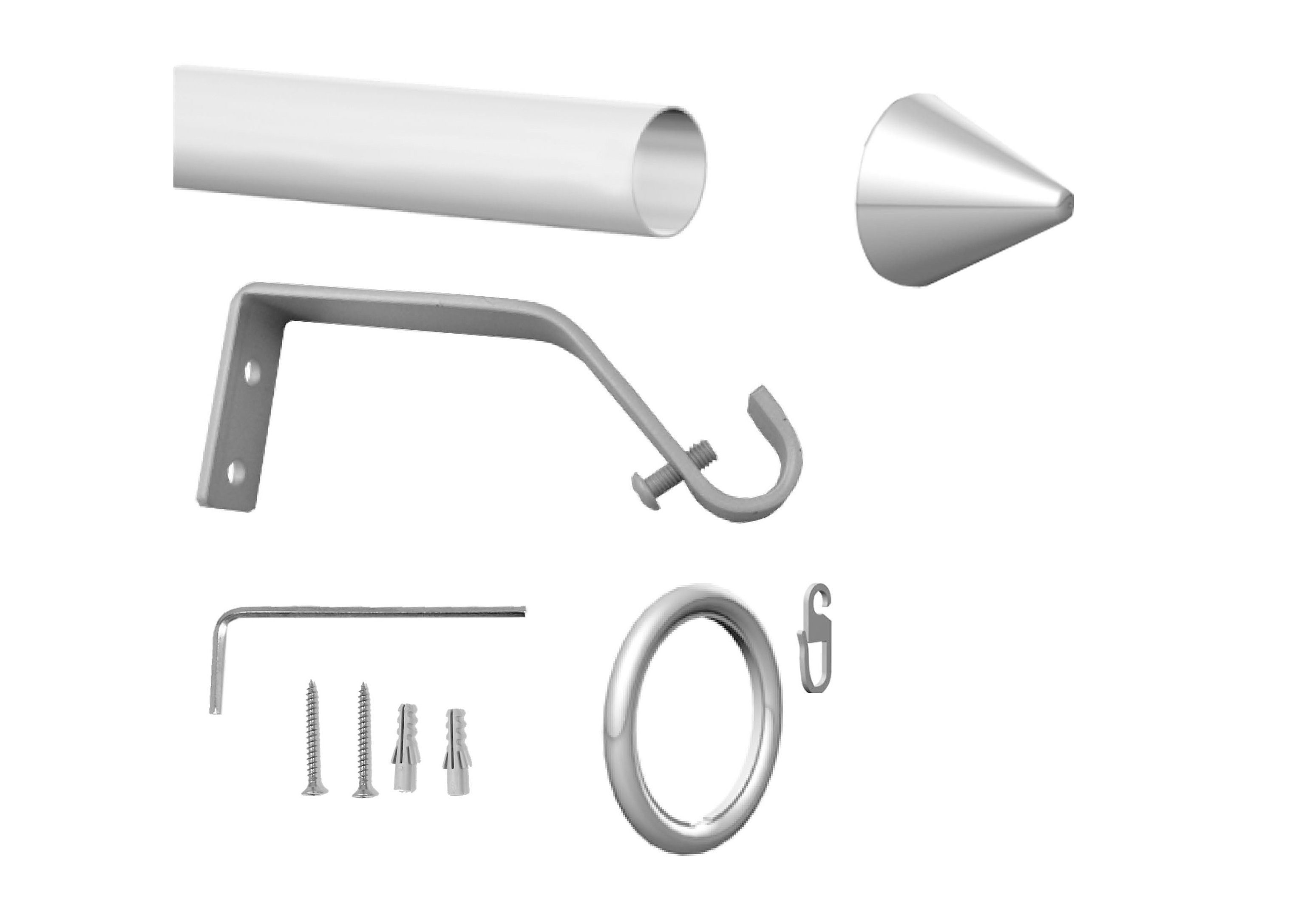 indeko Gordijnroede Kegel Complete set inclusief ringen en montagemateriaal