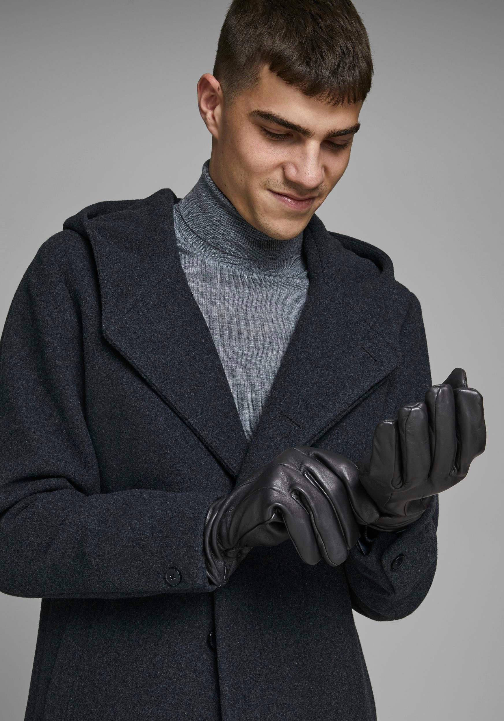 Jack & Jones Leren handschoenen JACMONTANA LEATHER GLOVES NOOS