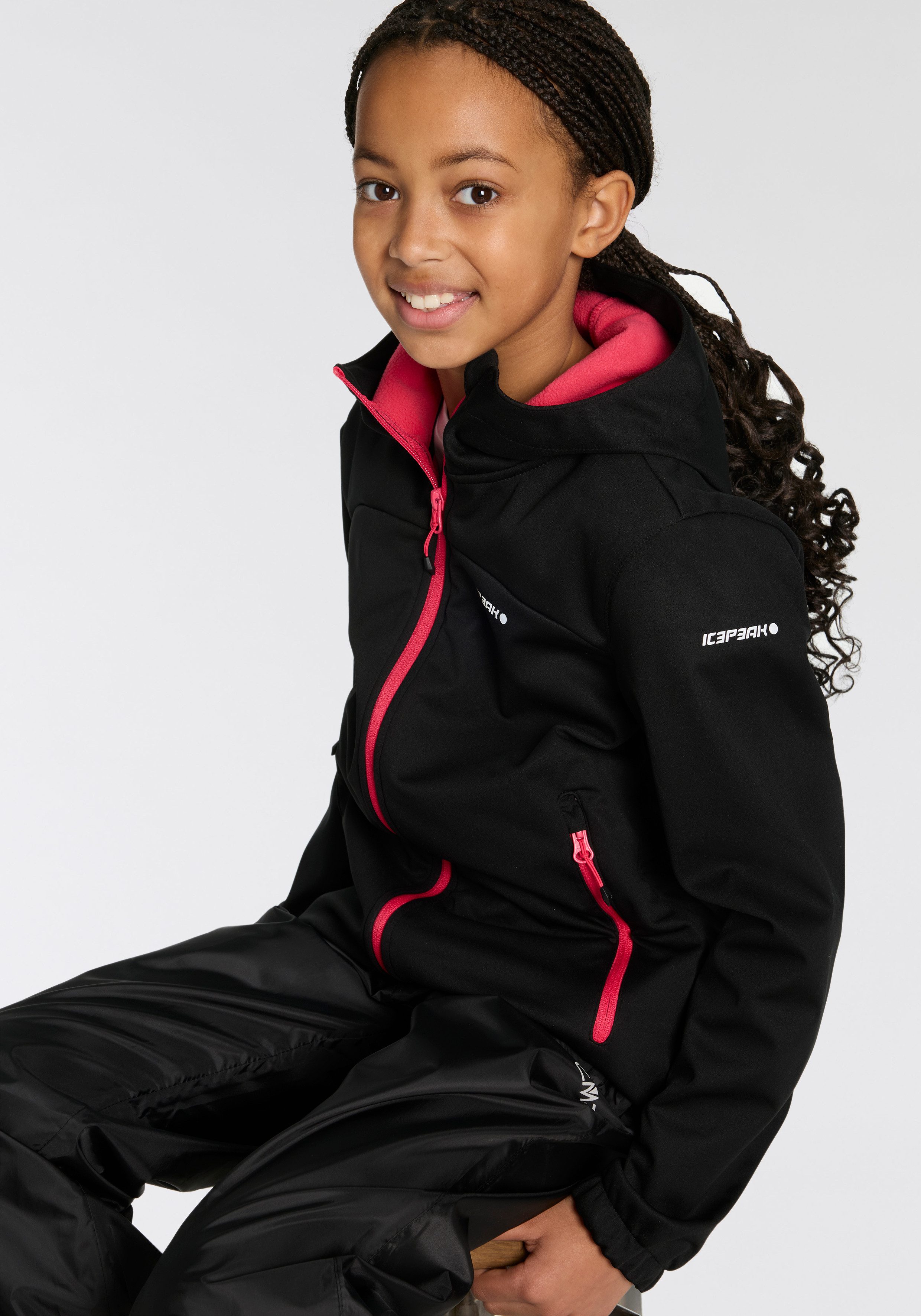 Icepeak Softshell-jack KULM JR met modieuze logo-opschriften (1 stuk)