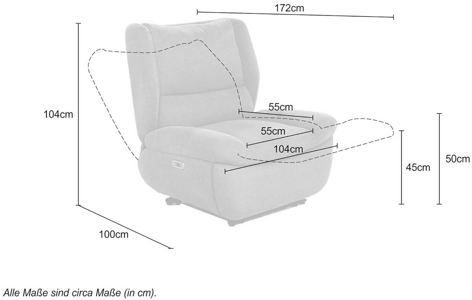 Jockenhöfer Gruppe Relaxfauteuil Daytona, met elektromotorische verstelfuncties XXL-uitstraling, vering, USB-oplaadpoort, relaxfunctie