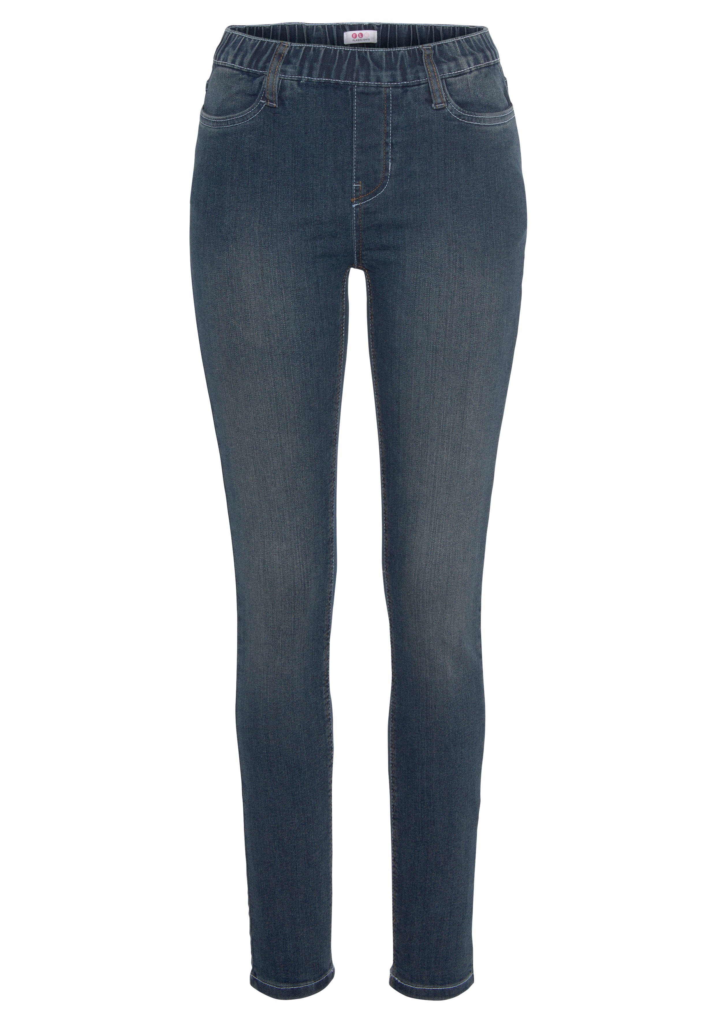 Flashlights Jeggings strakke pasvorm, skinny jeans, used-look-wassing, hoge taille (Set van 2)