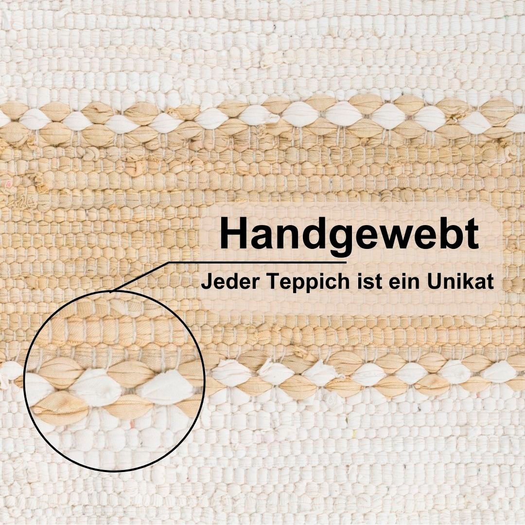 Myflair Möbel & Accessoires Vloerkleed Karim Handgeweven tapijt, gestreept, 90% katoen, handgeweven, met franjes