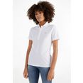 tommy jeans poloshirt tjw slim flag button thru polo met tommy jeans-logoborduursel wit