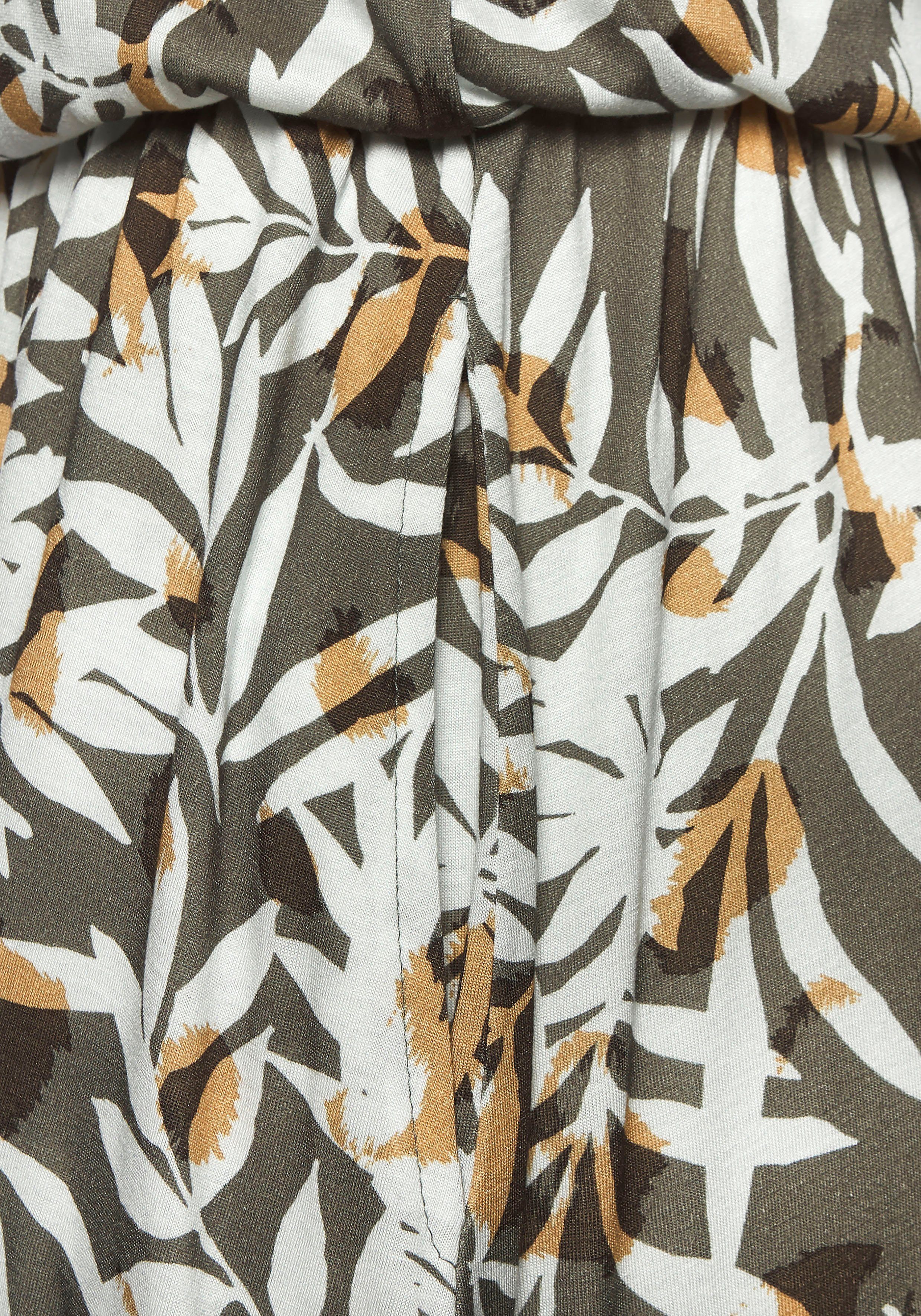 Vivance Jerseyjurk met bladerenprint, korte zomerjurk, strandjurk